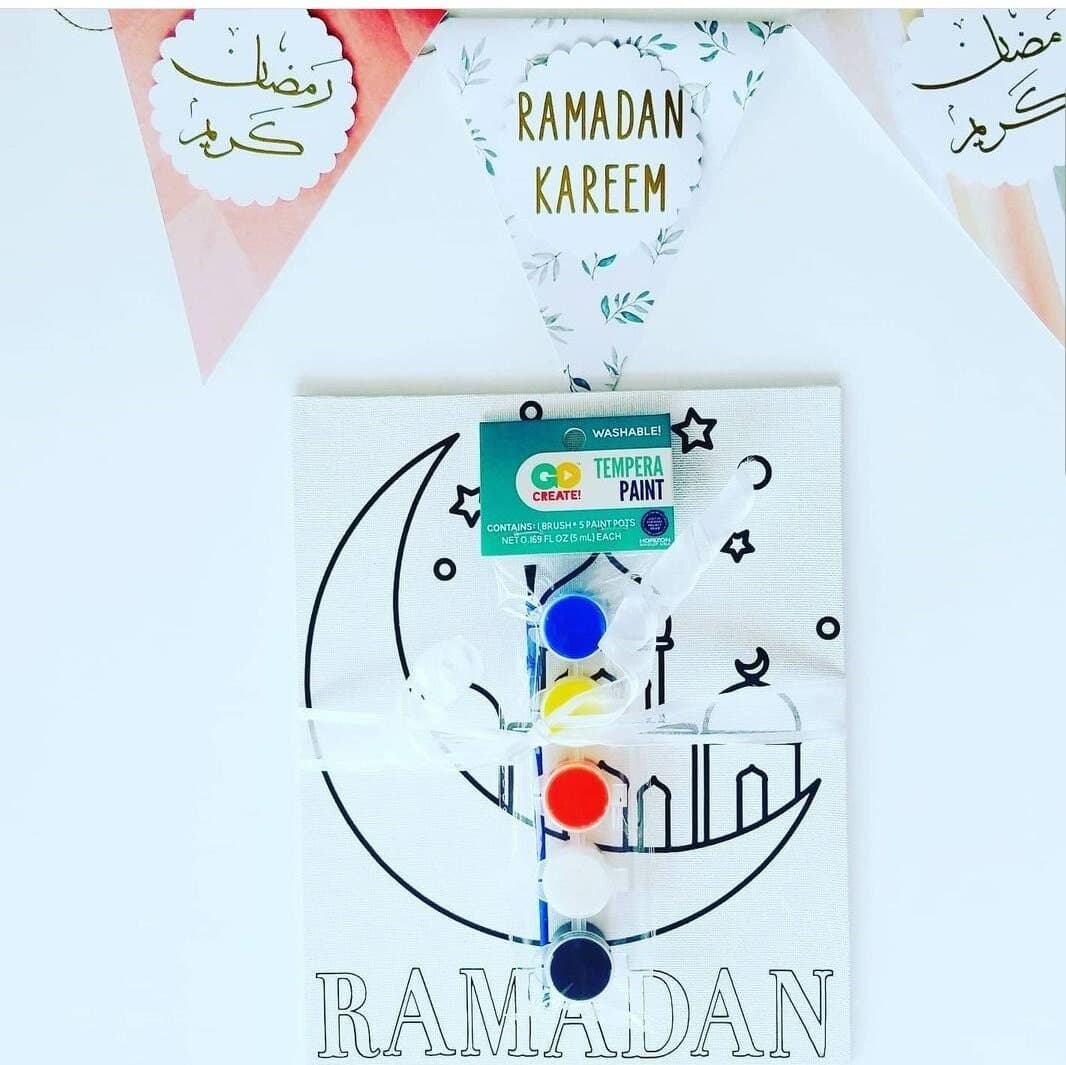 Ramadan coloring canvas, Mosque, Islamic Canvas Paint Kit, Painting Craft, Art, Gift, Kids Activity, Muslim, Ramadan, Eid, Coloring, Masjid - image 3