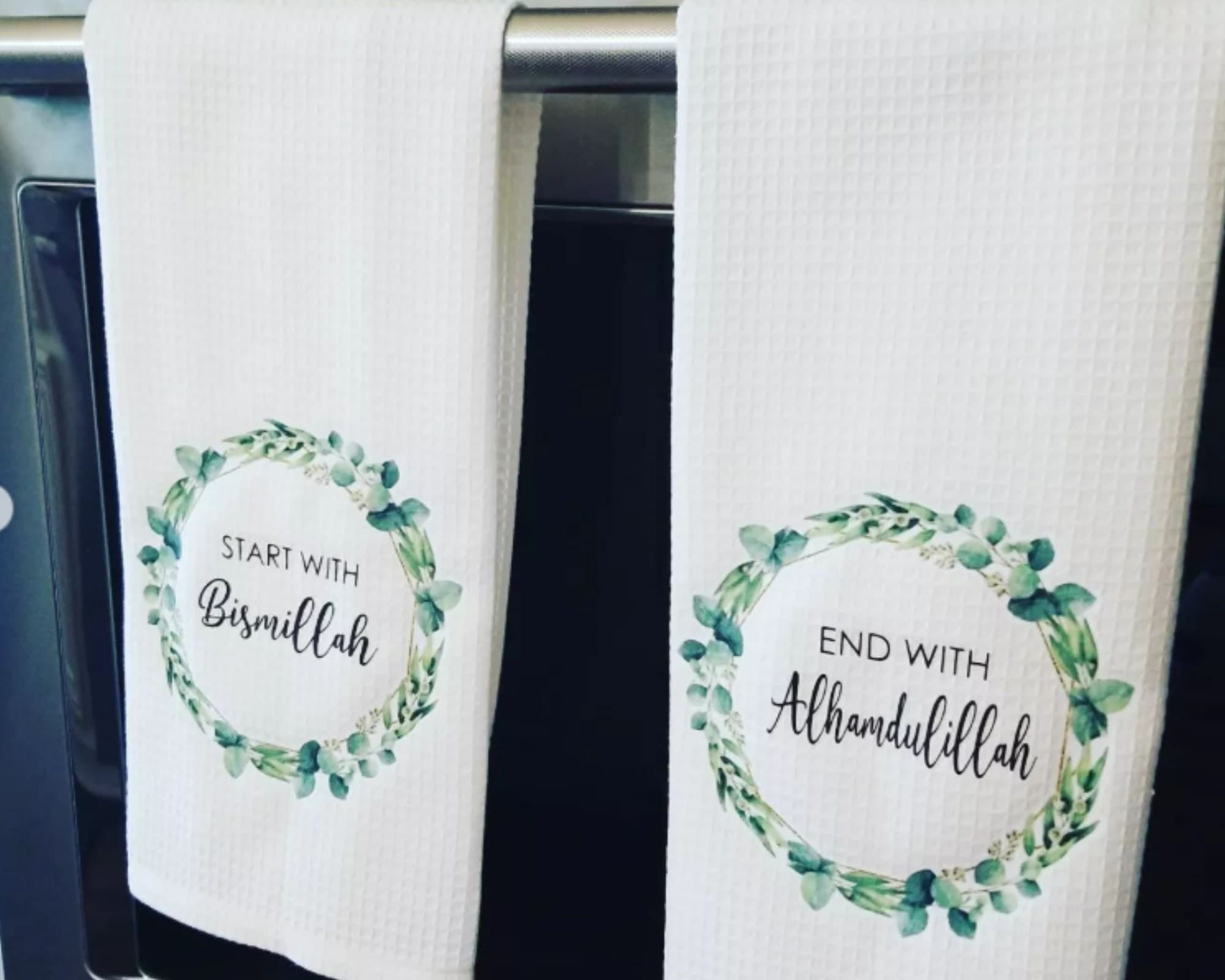 Bismillah Kitchen towel, Custom Waffle Weave Dish Towel, Kitchen Towel, Housewarming Gift, Kitchen Décor, Start with Bismillah,Alhamdulillah - image 5