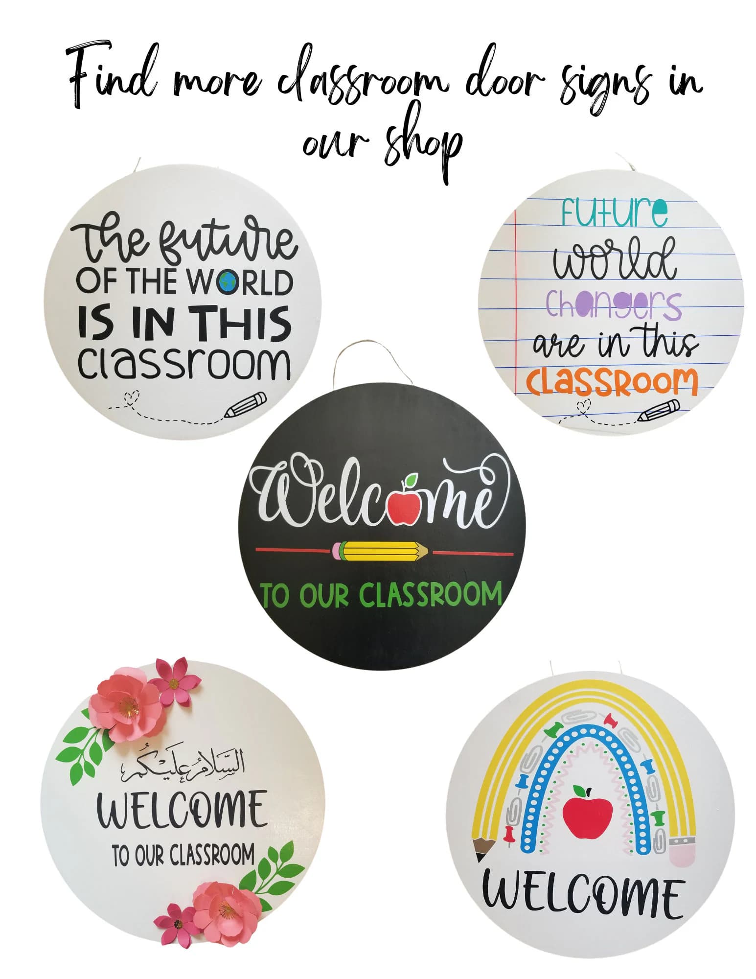 Classroom door sign, CLASSROOM, classroom door hanger, classroom door décor, classroom décor, gift for teachers, school décor, door hangers. - image 5