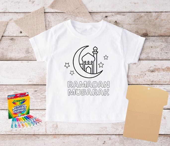 Ramadan coloring t-shirt, kids t-shirt, Muslim kids activity, Ramadan party ideas, Ramadan gift, Eid shirt, Muslim shirt, Eid gift for kids - image 5