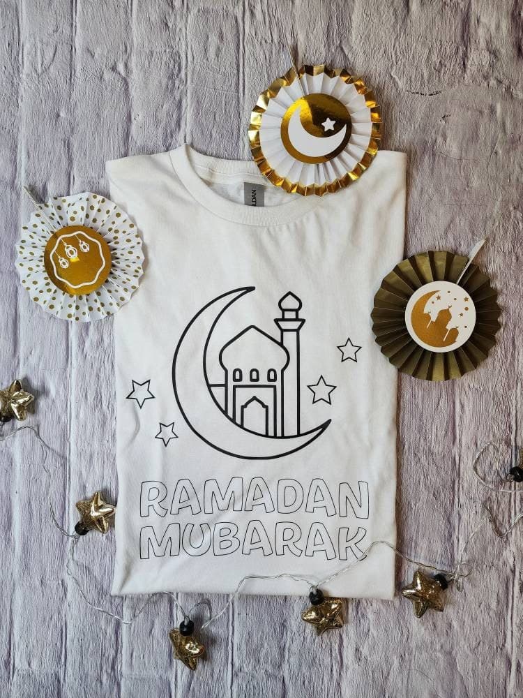 Ramadan coloring t-shirt, kids t-shirt, Muslim kids activity, Ramadan party ideas, Ramadan gift, Eid shirt, Muslim shirt, Eid gift for kids - image 4