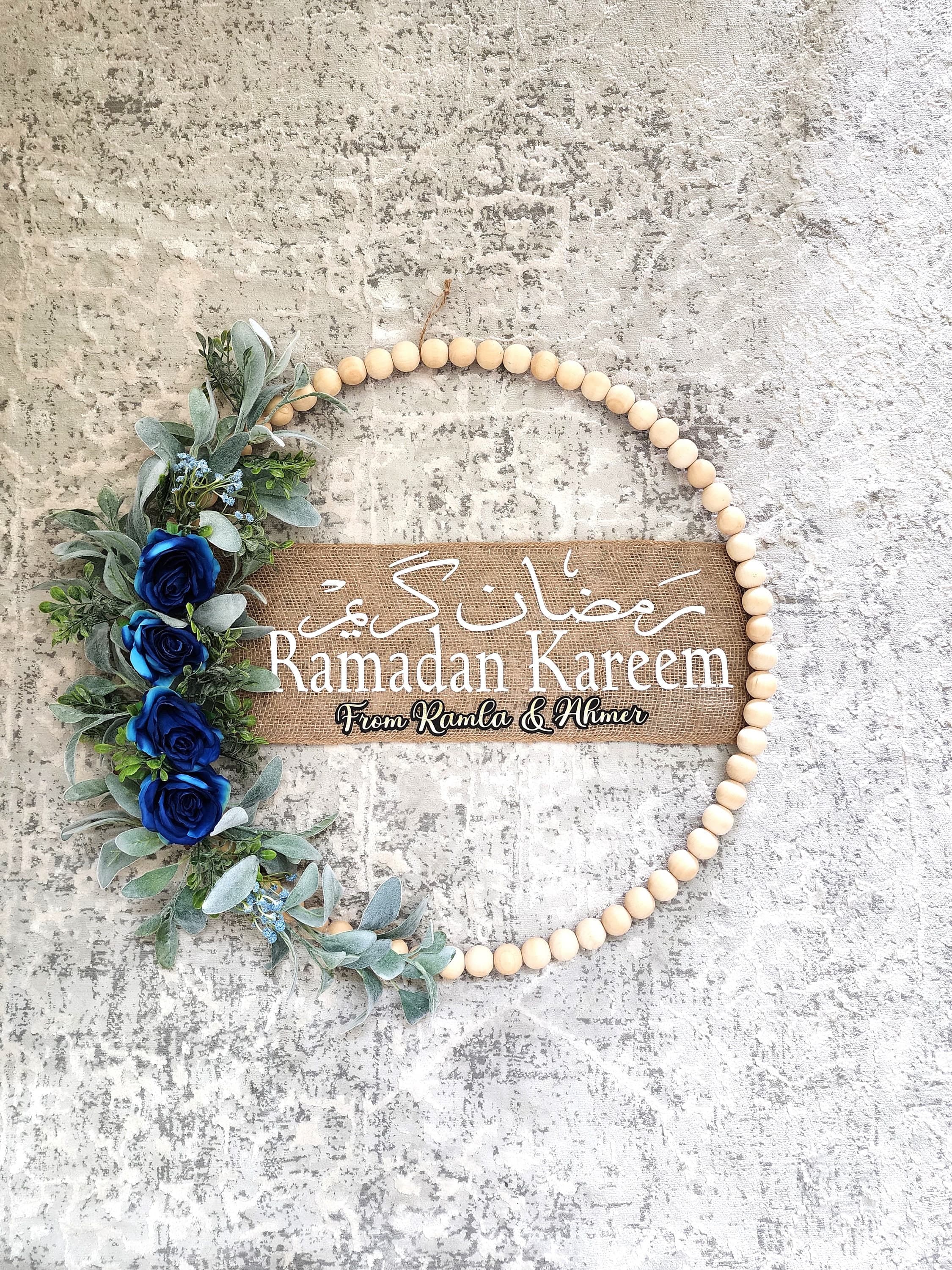 Ramadan Door Wreath, Beaded Wood Wall Décor, Ramadan décor, Ramadan wreath, Ramadan beaded wreath, Ramadan Mubarak, Ramadan Kareem, Floral - image 4