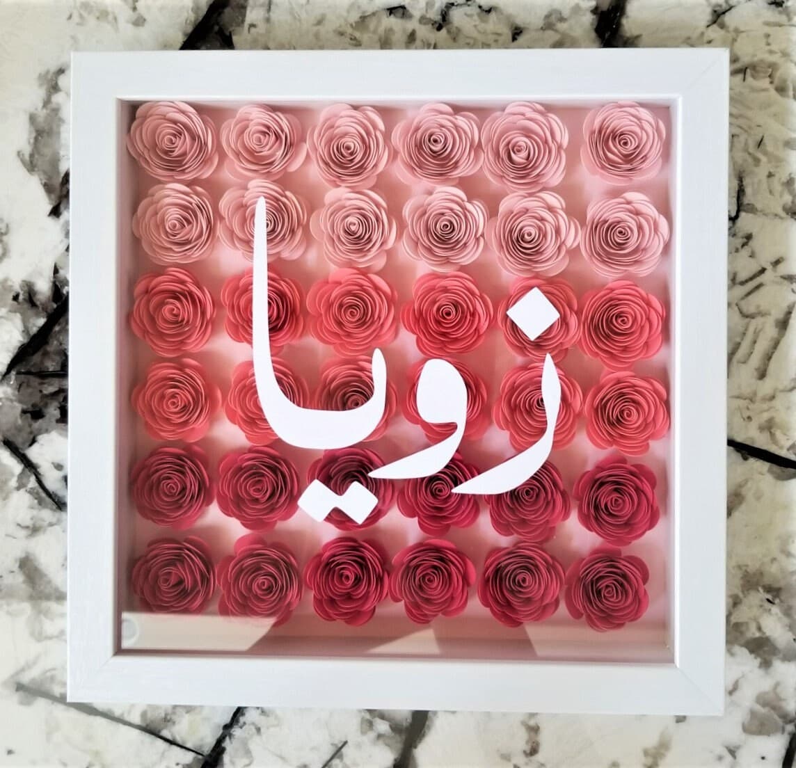 Personalized 9X9 Flower shadow boxes | shadow box | custom shadow boxes | paper flowers | Mom Shadow Box | Custom Name shadow box | flowers - image 3