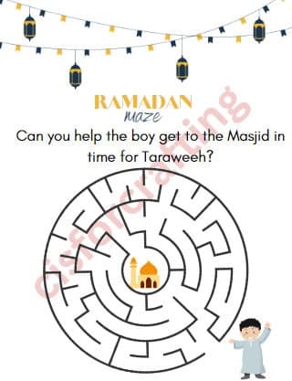 Ramadan Printable Maze, Masjid maze, Ramadan Game, Printable Activity, Instant Download , Family Games for Ramadan, Eid, Digital file,