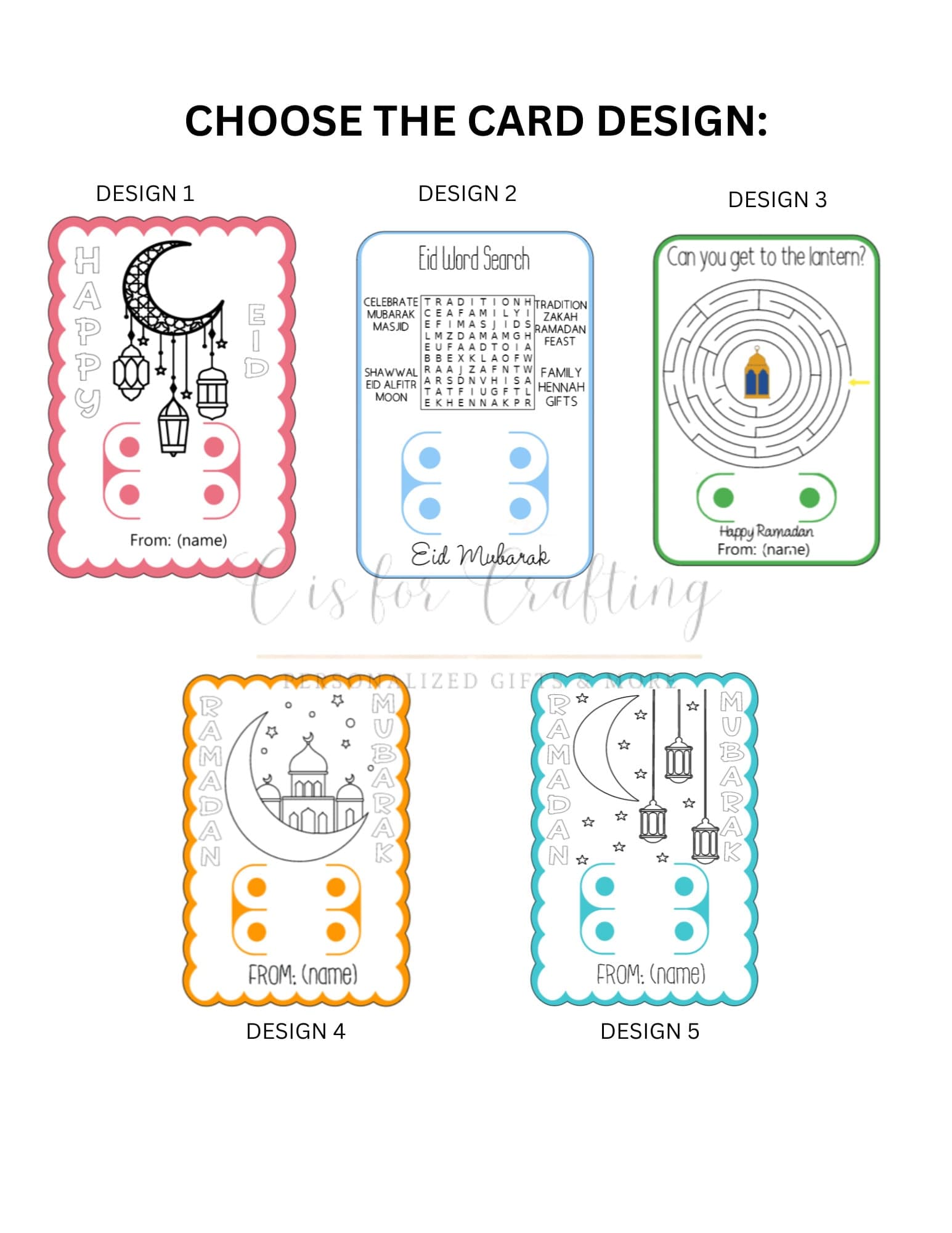 Ramadan Coloring Card Set With Crayons, Gifts For Kids/Classmates/Students, Eid Cards, Eid Crayon Holder Card, Coloring cards, Eid gifts - image 3