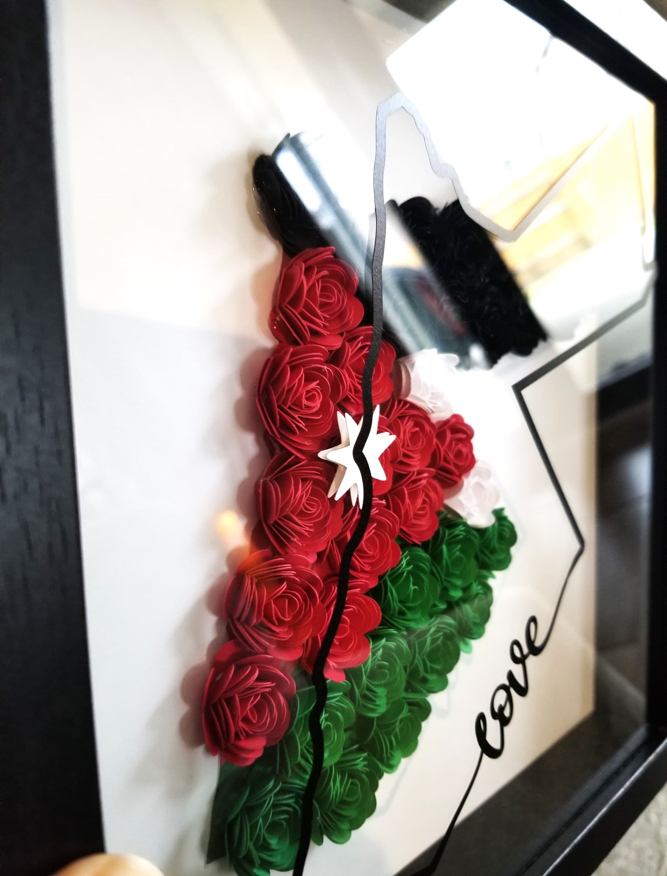 Jordan map 9X9 Flower shadow box, shadow box, custom shadow boxes, paper flowers, shadow box, paper flowers, Jordanian, Nashmi, Nashama - image 3
