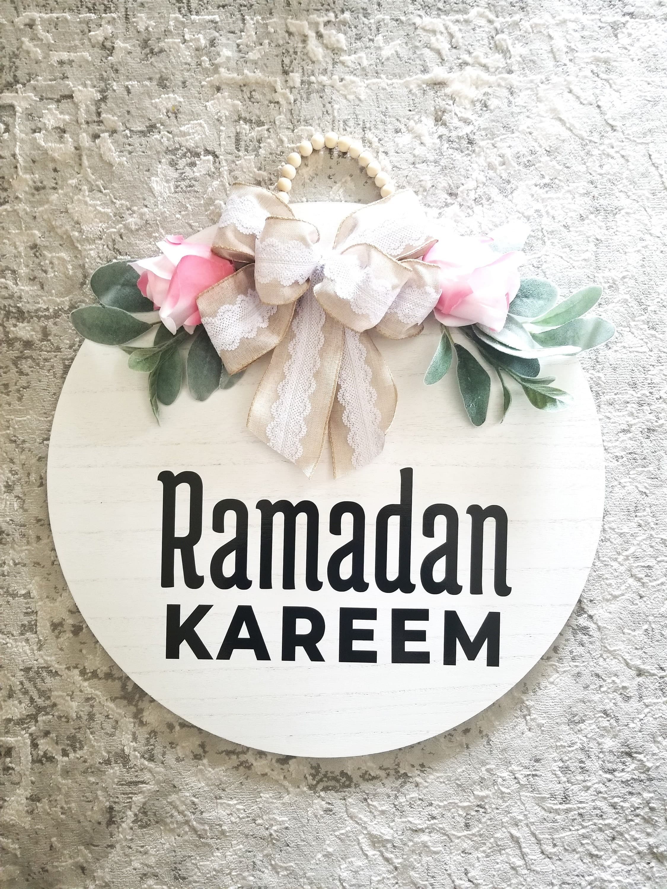 Ramadan Kareem Door Sign, Ramadan décor, Ramadan wreath, Ramadan Mubarak Sign, Ramadan, Ramadan sign, Wood round sign, Islamic Home Décor