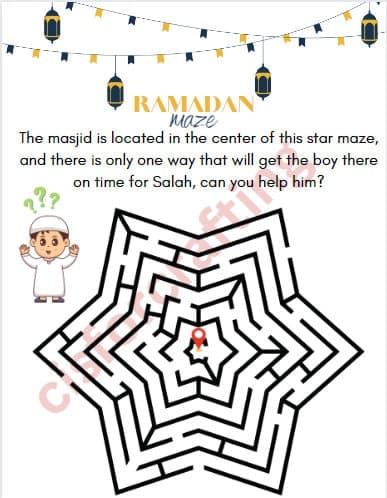 Ramadan Maze Printable, Masjid maze, Ramadan Game, Printable Activity, Instant Download , Family Games for Ramadan, Ramadan and Eid,For kids