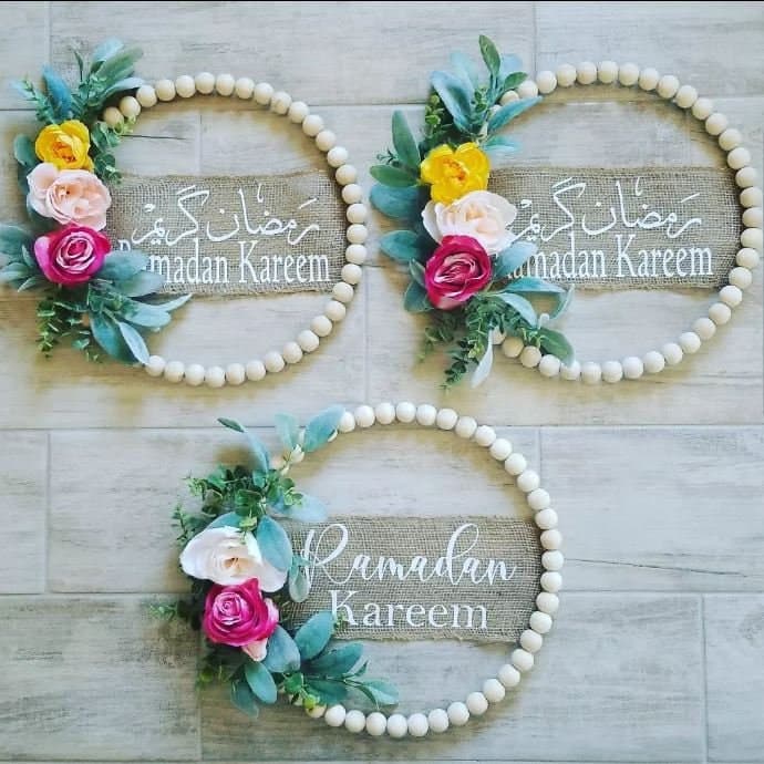 Ramadan Door Wreath, Beaded Wood Wall Décor, Ramadan décor, Ramadan wreath, Ramadan beaded wreath, Ramadan Mubarak, Ramadan Kareem, Floral