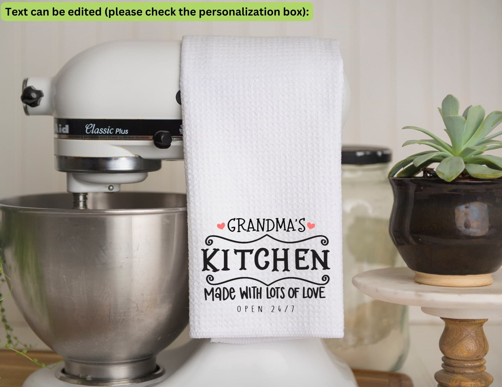 Mama's Kitchen towel, Custom Waffle Weave Dish Towel, Kitchen Towel, Housewarming Gift, Mother's day, Mom's kitchen towel, Kitchen décor - image 3