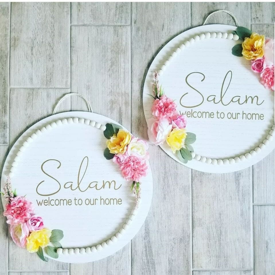 Ramadan Mubarak Door Sign, Ramadan décor, Ramadan wreath, Ramadan Beaded Sign, Ramadan, Ramadan sign, Wood round sign,  Islamic Home Décor - image 3