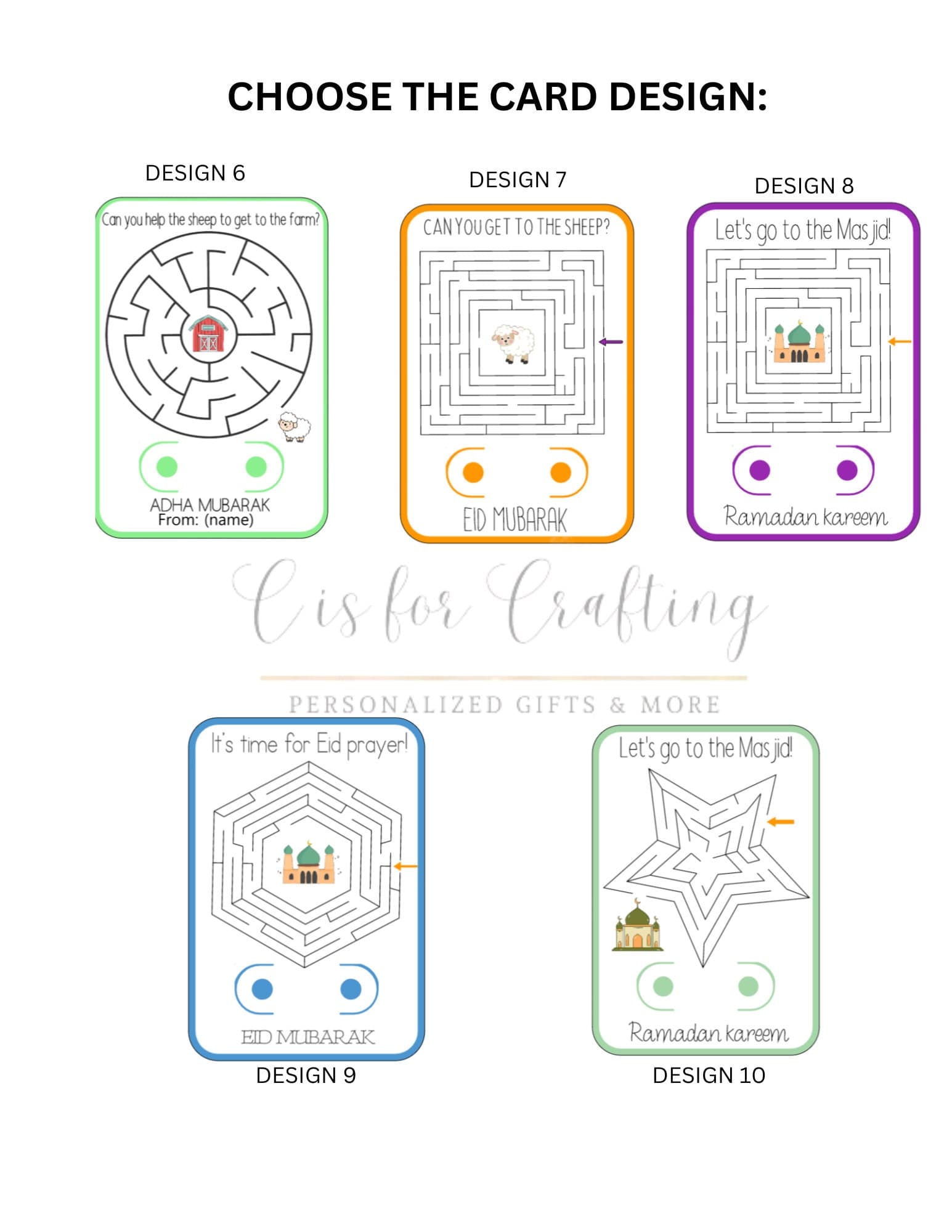 Ramadan Coloring Card Set With Crayons, Gifts For Kids/Classmates/Students, Eid Cards, Eid Crayon Holder Card, Coloring cards, Eid gifts - image 4