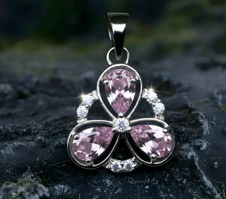 Pear Pink Sapphire Pendant: Sterling Silver September Birthstone