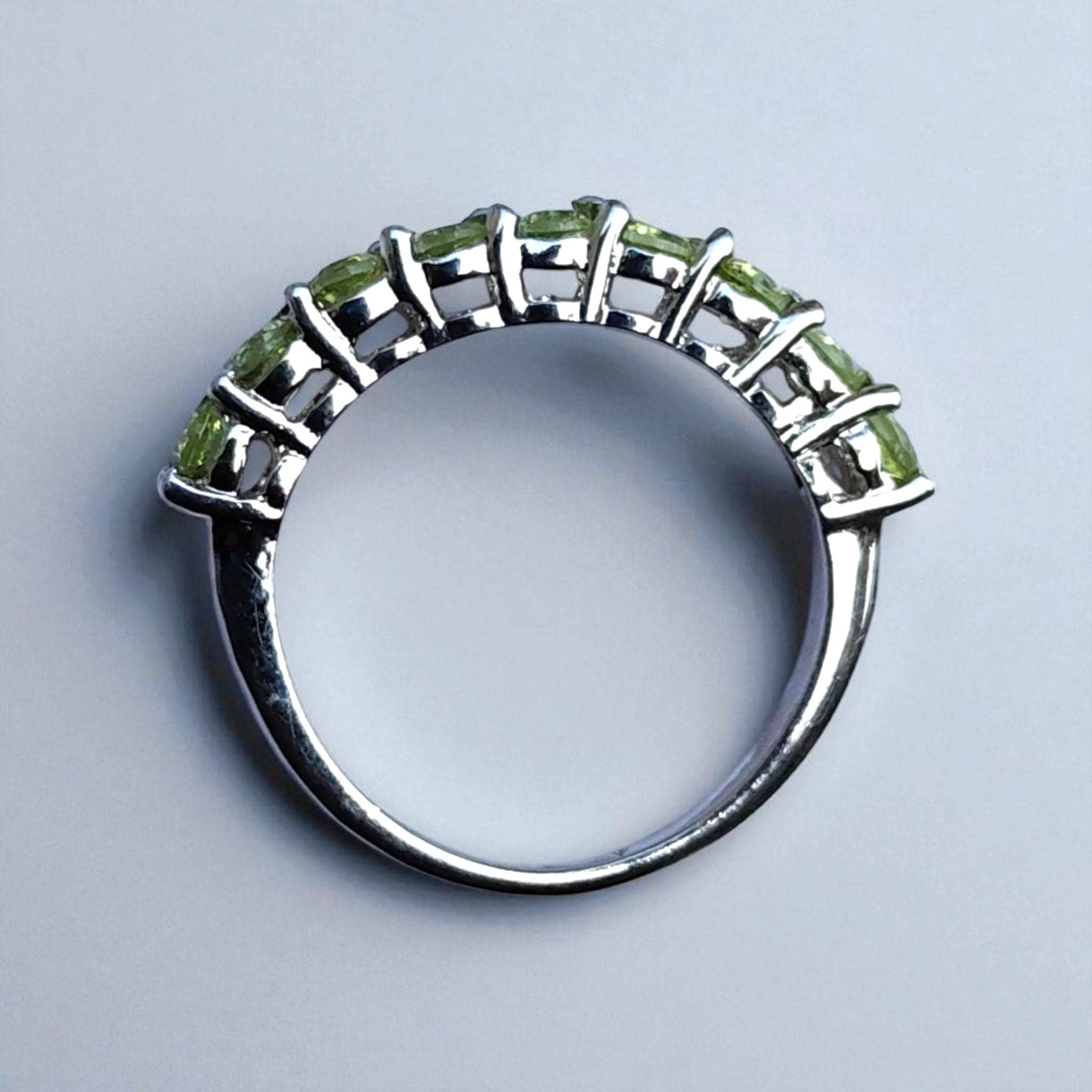Natural peridot Ring round cut with Diamond Accent in 925 sterling silvervalentine day gift - image 3