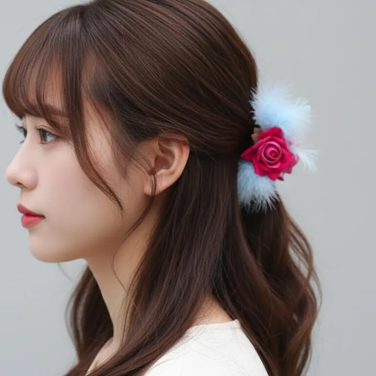 Fuchsia Rose Hair Claw Clip: Feather Accent, Tropical Vibe - image 5