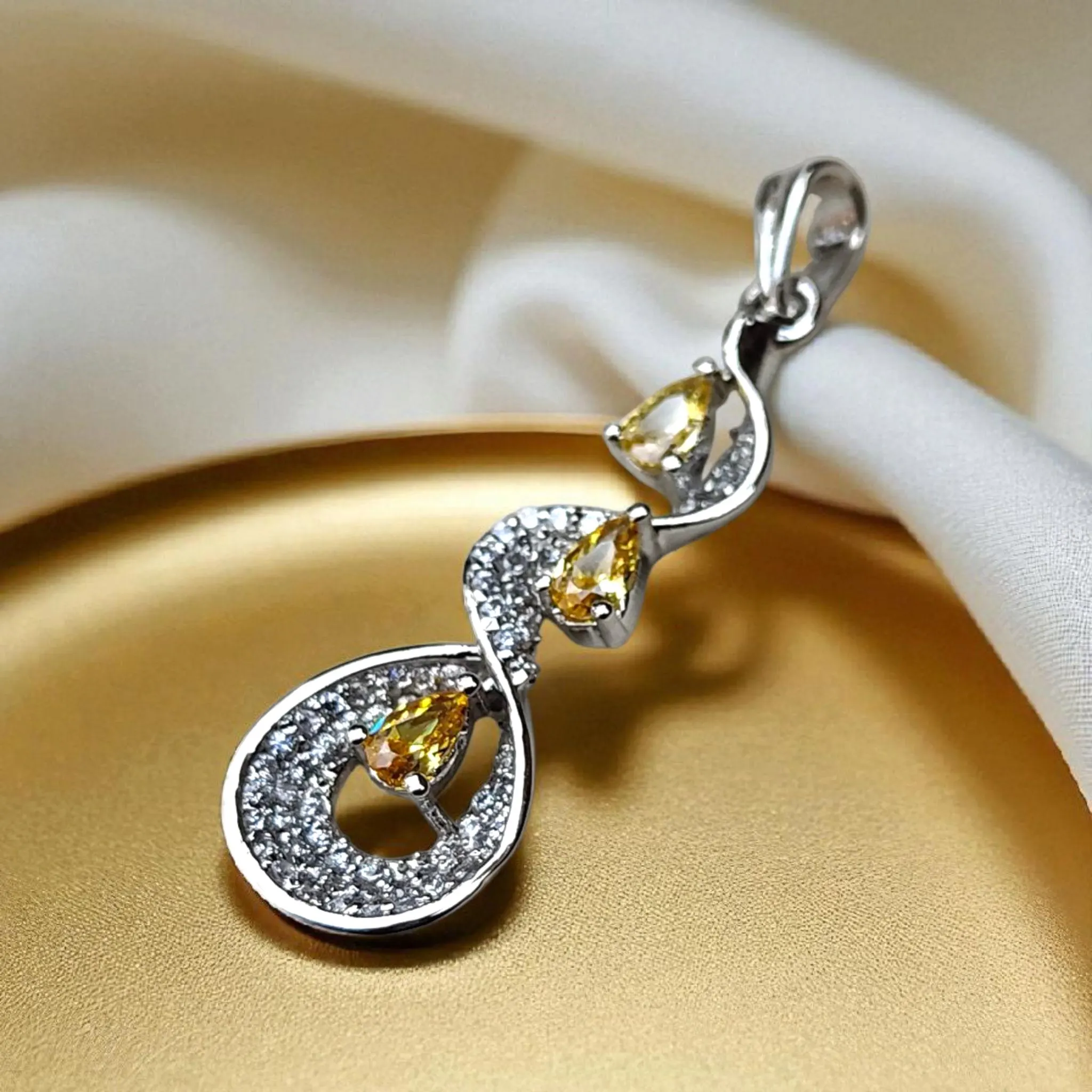 Yellow Sapphire Pear Pendant, Sterling Silver Necklace, September Birthstone - image 5