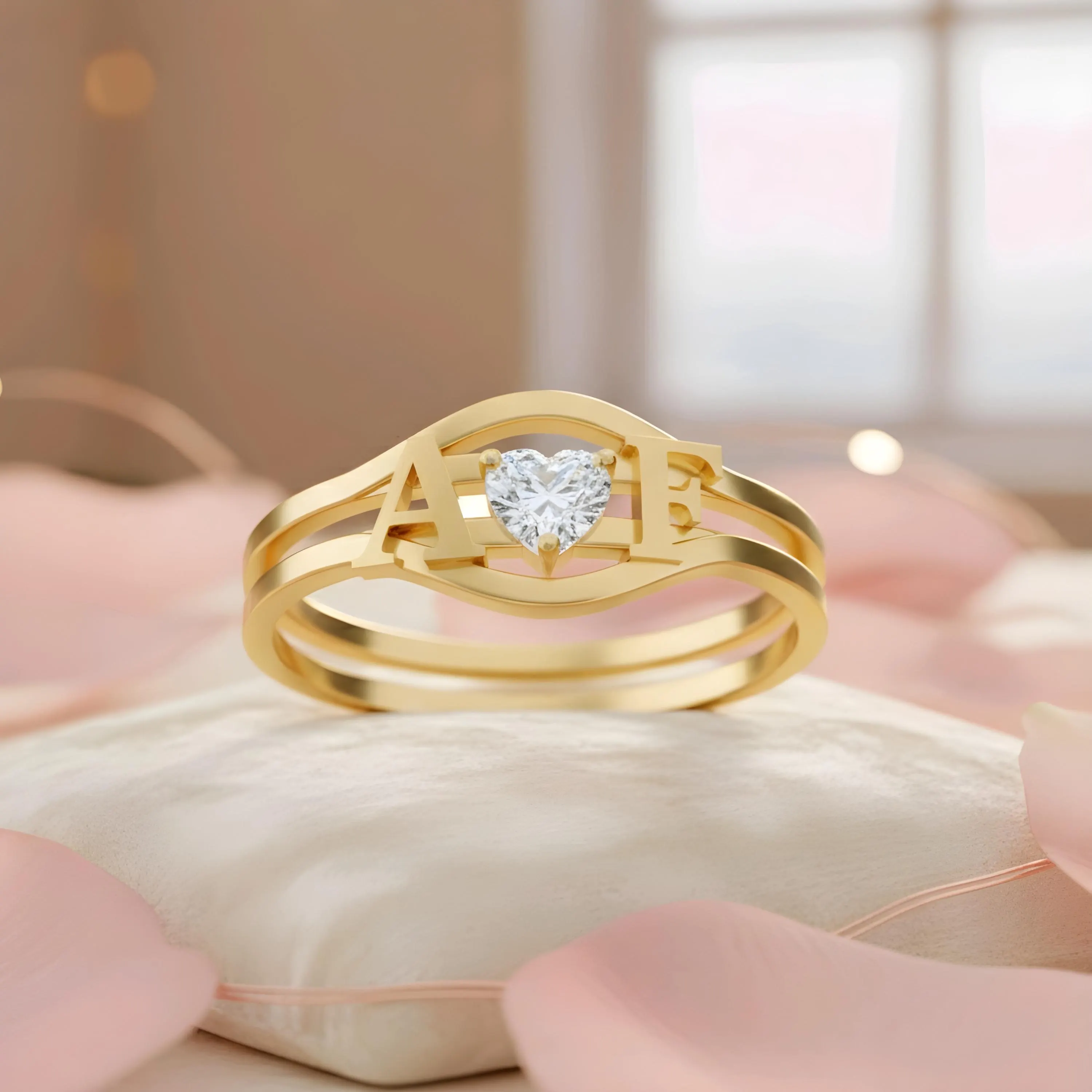 Heart Moissanite Ring: Gold Rhodium 925 Sterling Silver