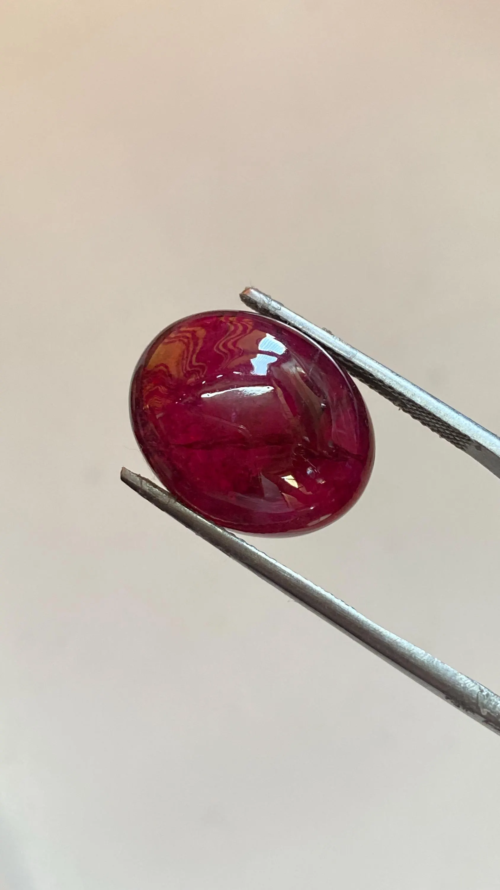 Rubellite natural tourmaline cabochon, oval shape Red gemstone, gift for her