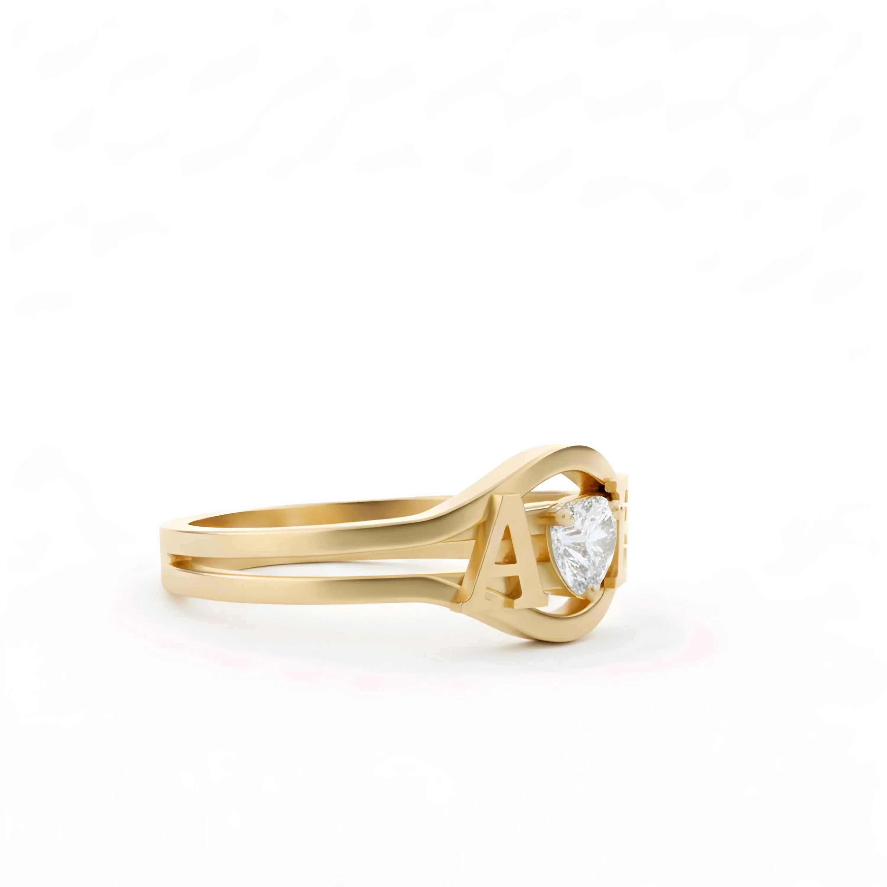 Heart Moissanite Ring: Gold Rhodium 925 Sterling Silver - image 3