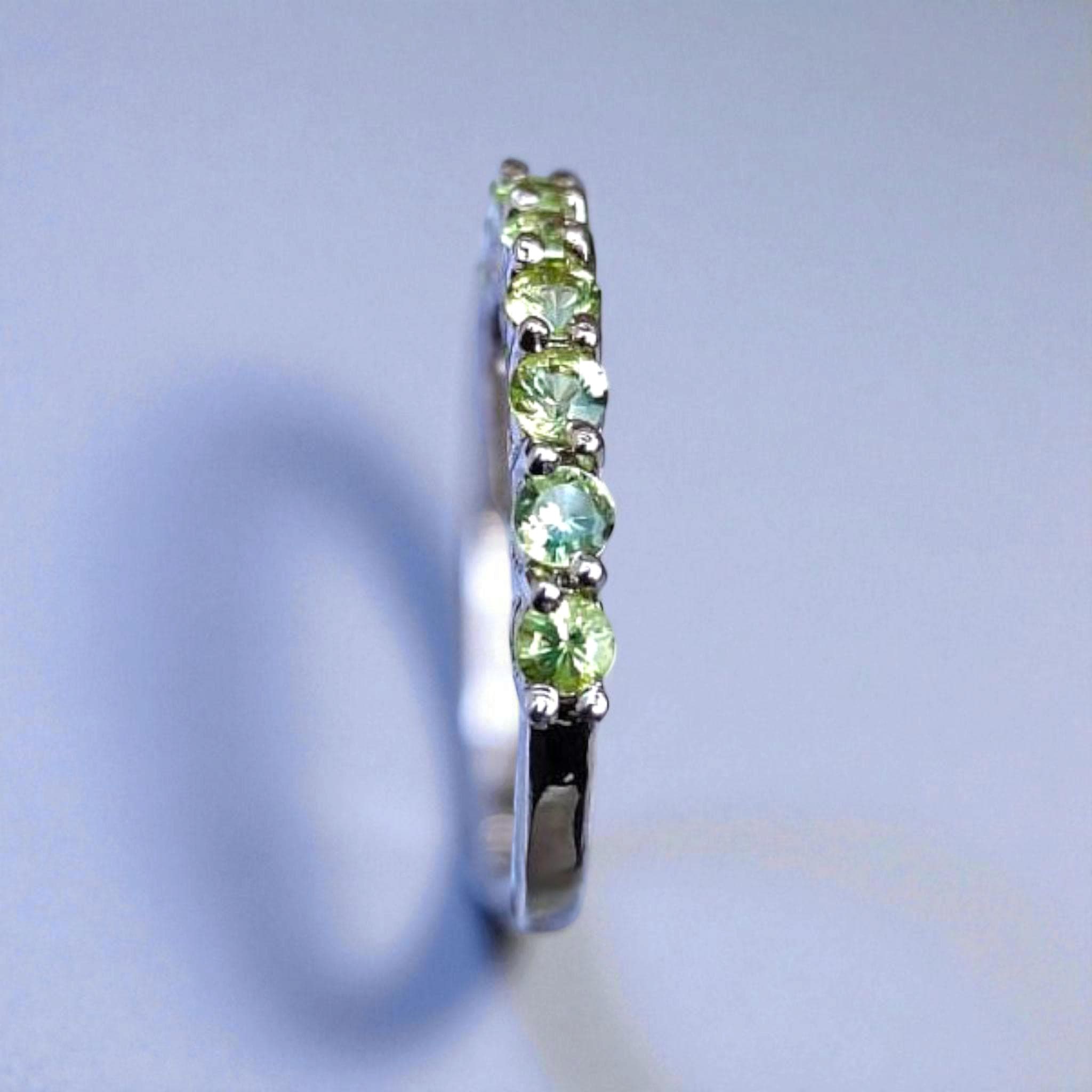 Natural peridot Ring round cut with Diamond Accent in 925 sterling silvervalentine day gift - image 4