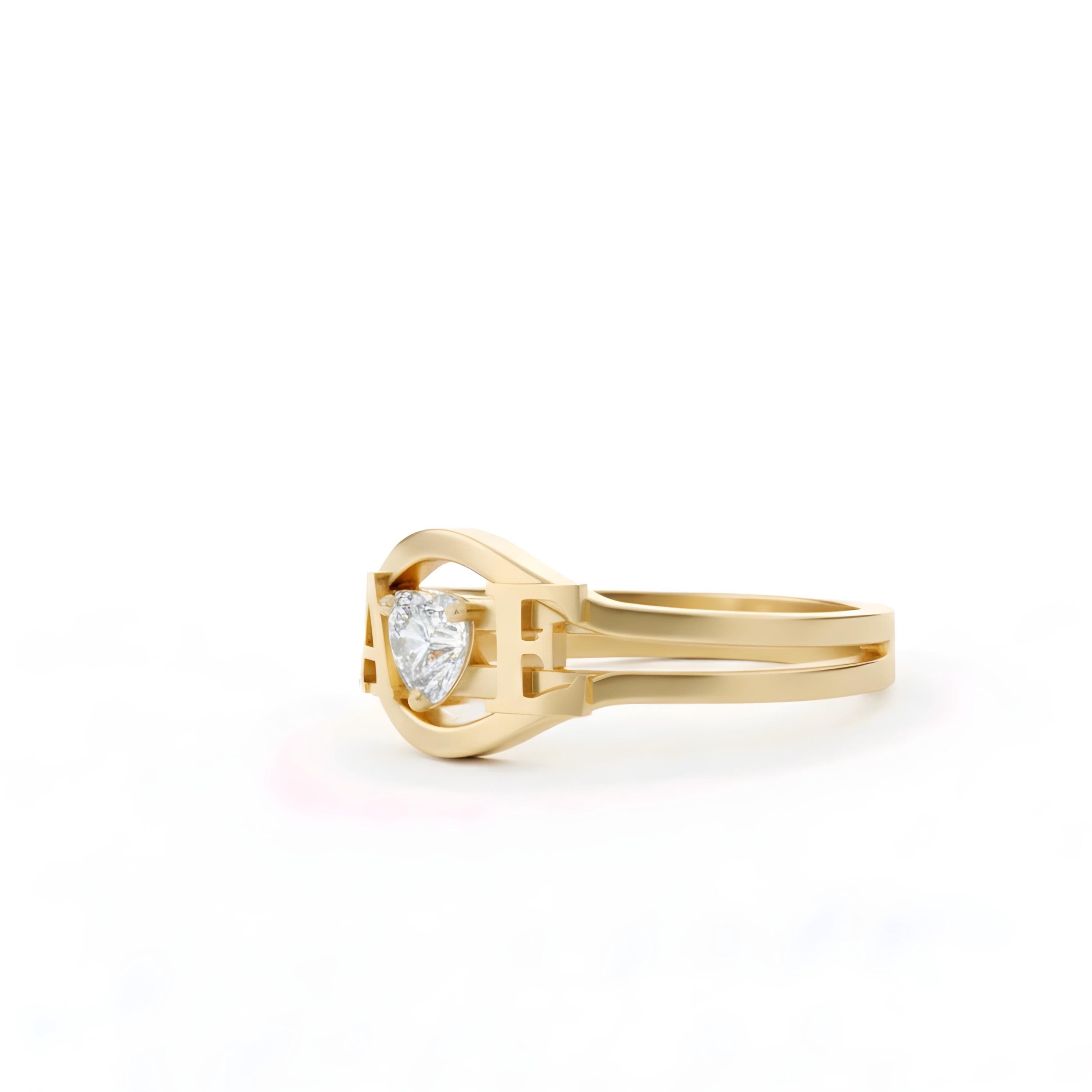 Heart Moissanite Ring: Gold Rhodium 925 Sterling Silver - image 4