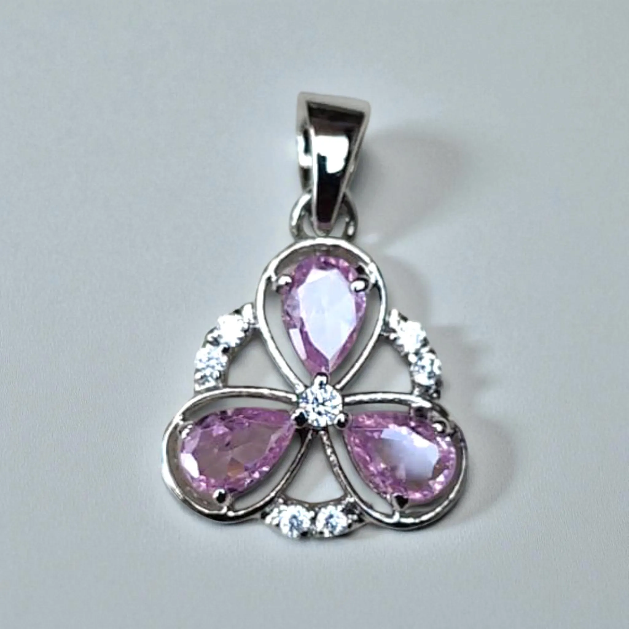 Pear Pink Sapphire Pendant: Sterling Silver September Birthstone - image 5