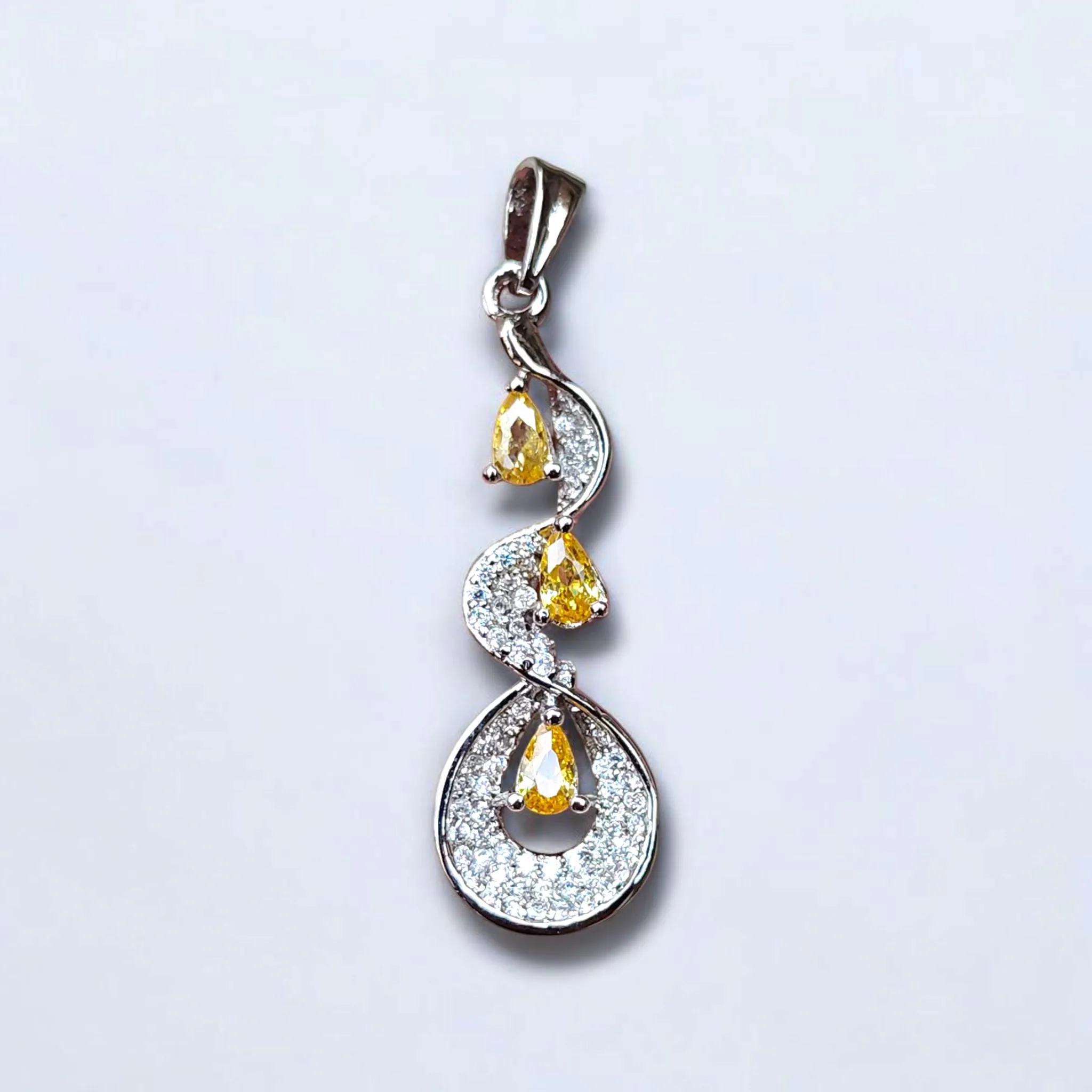 Yellow Sapphire Pear Pendant, Sterling Silver Necklace, September Birthstone