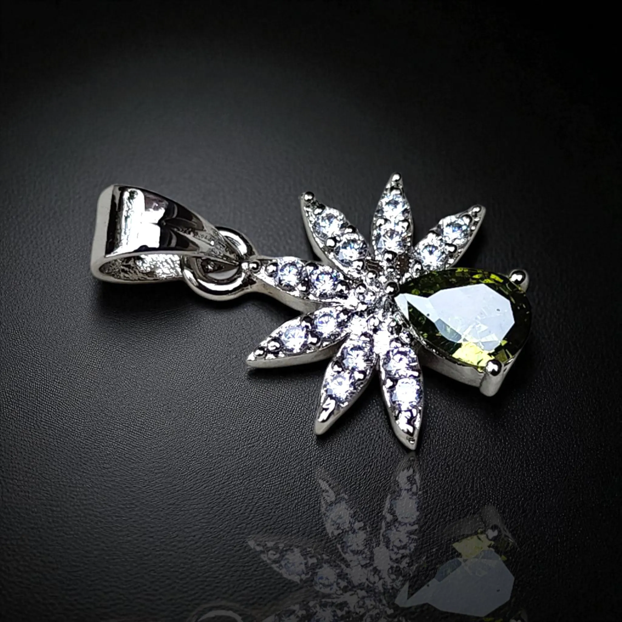 Pear Sapphire Pendant: Sterling Silver, Lab Diamond Halo - image 5