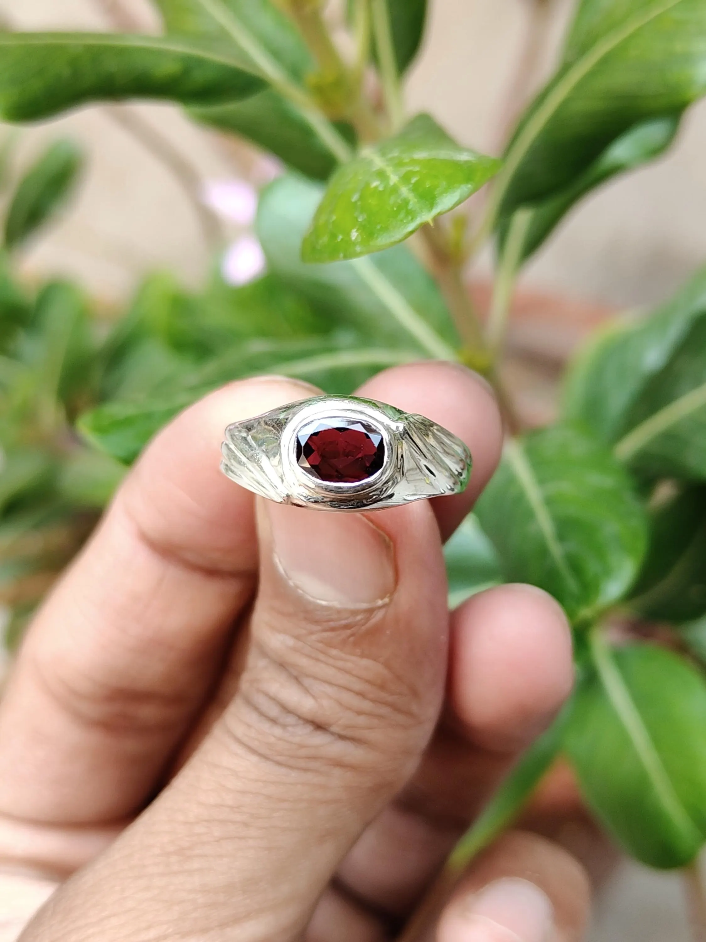 Ruby oval Ring in Sterling 925  Silver, Engagement Ring, gift for her