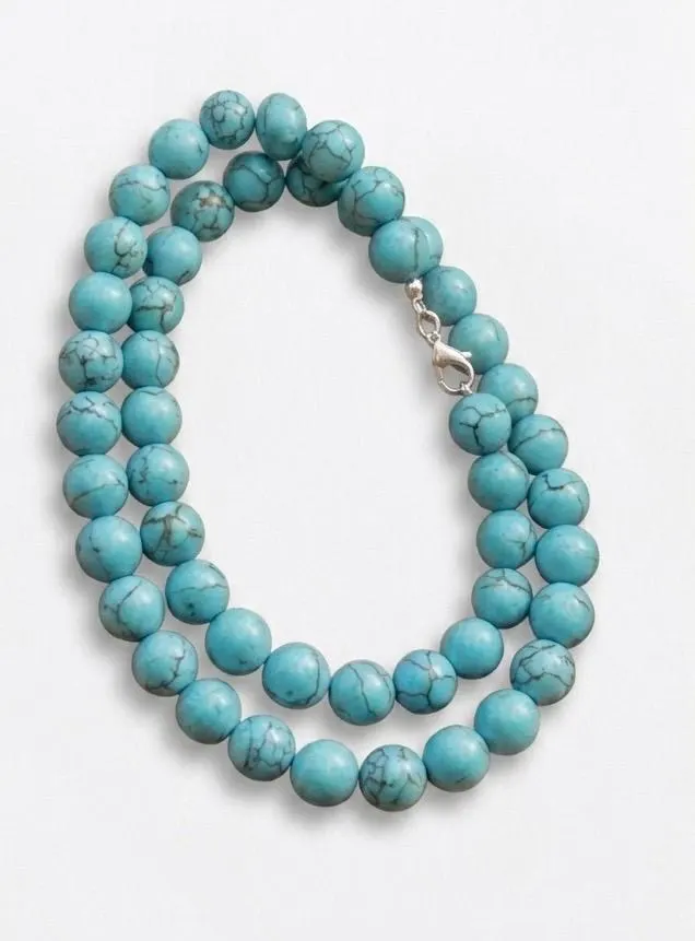 Natural Turquoise Necklace: 6MM Beaded, Handmade Jewelry, gift for her - image 3