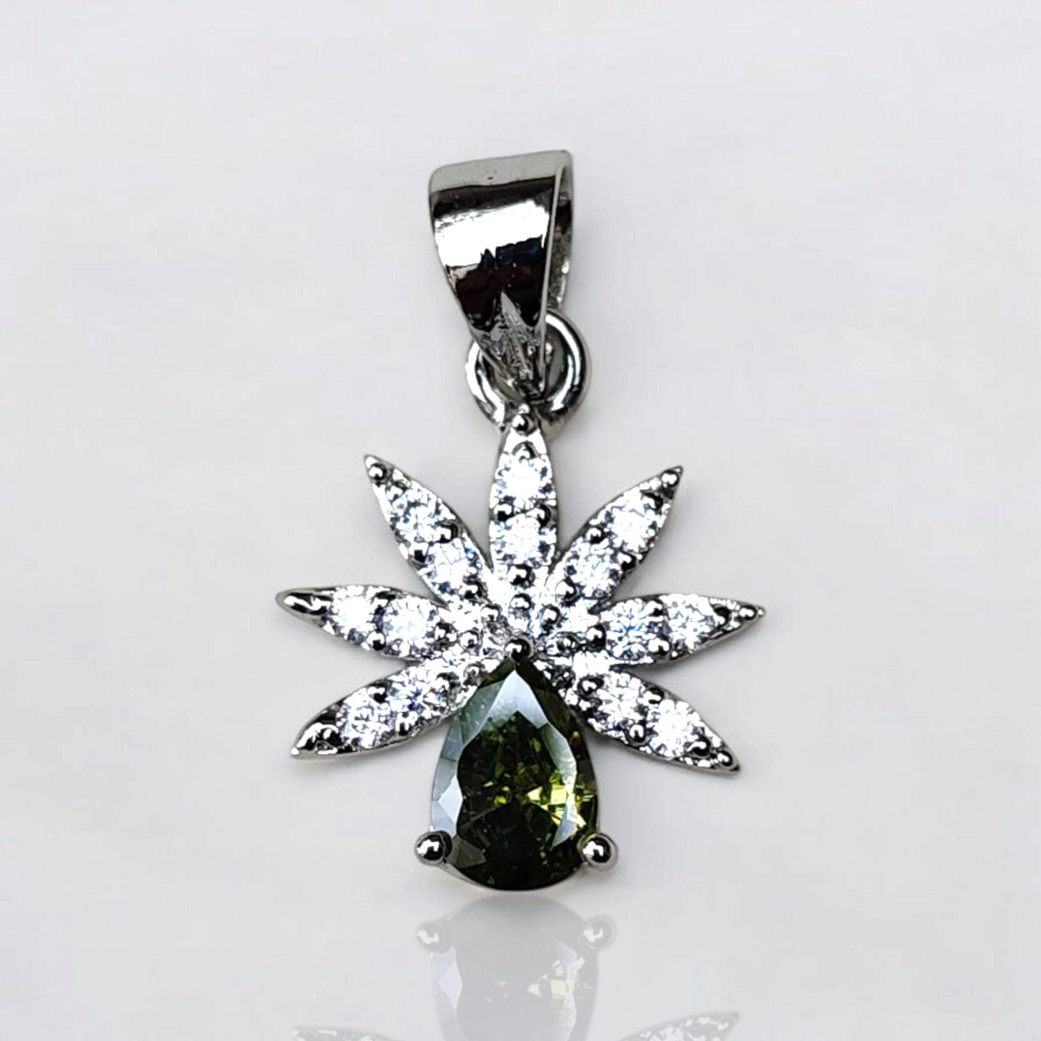Pear Sapphire Pendant: Sterling Silver, Lab Diamond Halo - image 3
