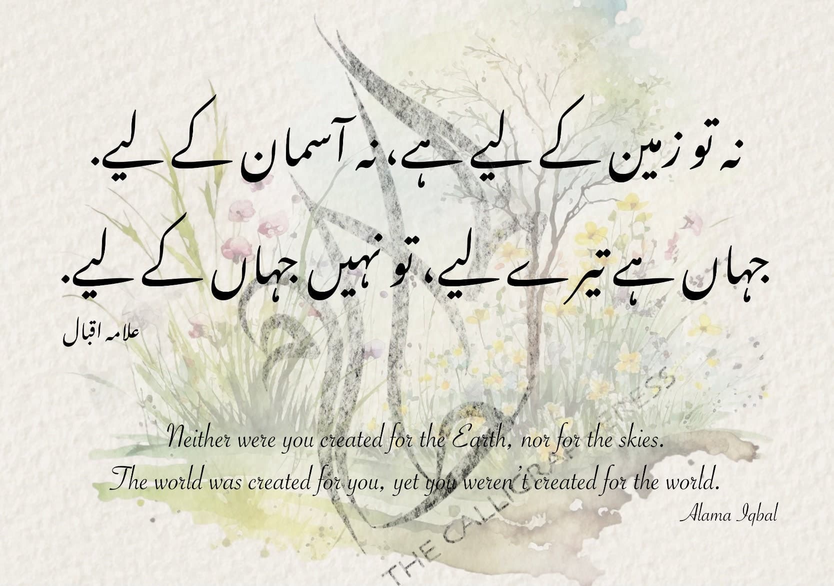 Allama Iqbal Urdu Calligraphy Art Print, Pakistan Poetry - image 4