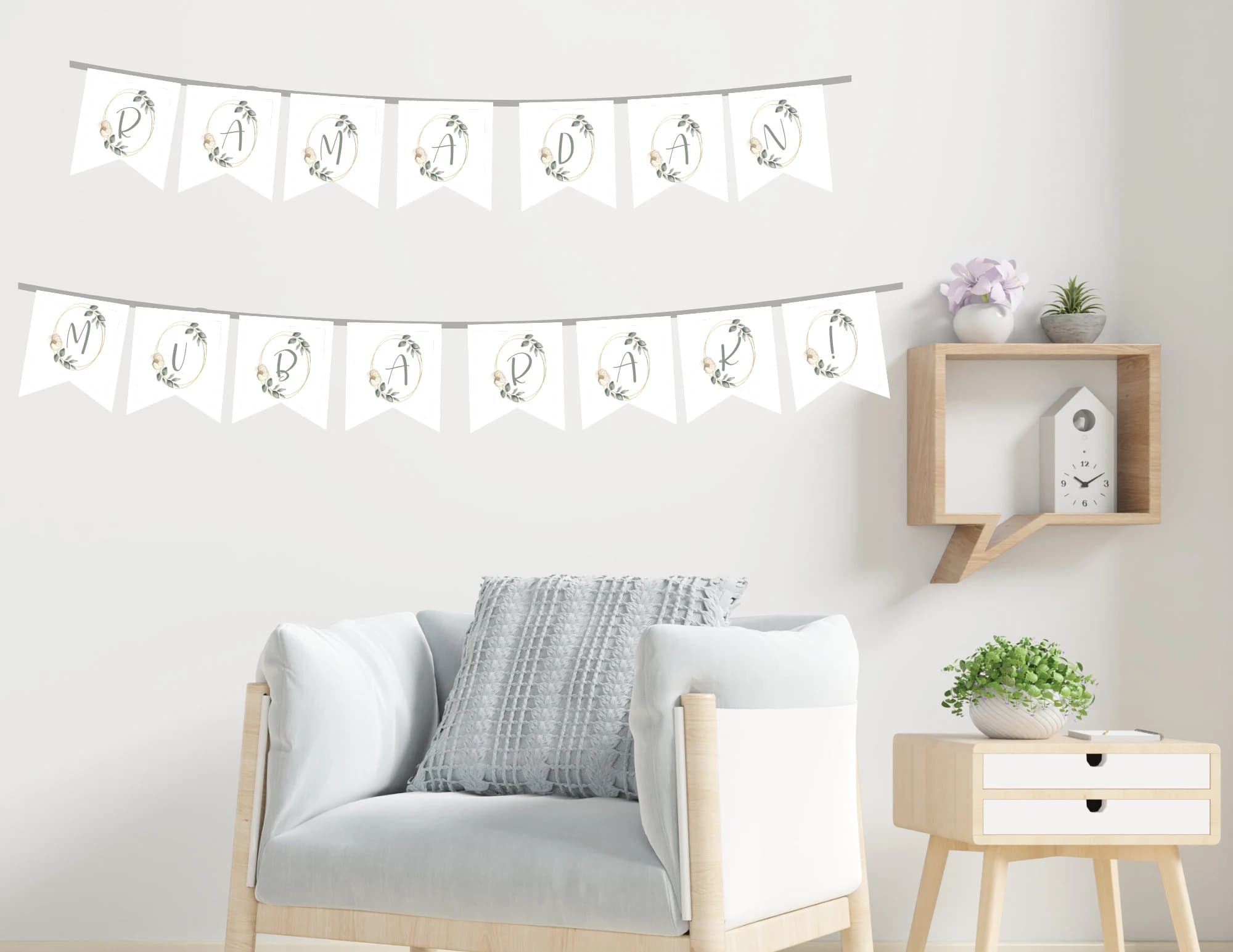 Ramadan/Eid Decoration | Floral Ramadan & Eid Mubarak Banner | Ramadan Printable | Ramadan Decor | Ramadan Display | Ramadan Eid DIY Decor - image 3