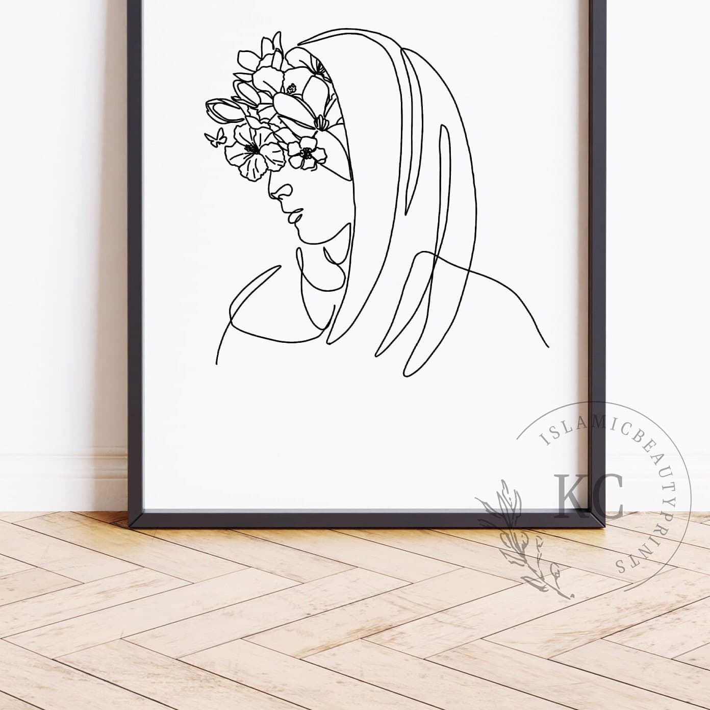 Minimalist Line Art of Hijabi Woman Islamic Digital Print | Elegant Muslim Wall Art | Modern Hijab Illustration | Instant Download - image 5