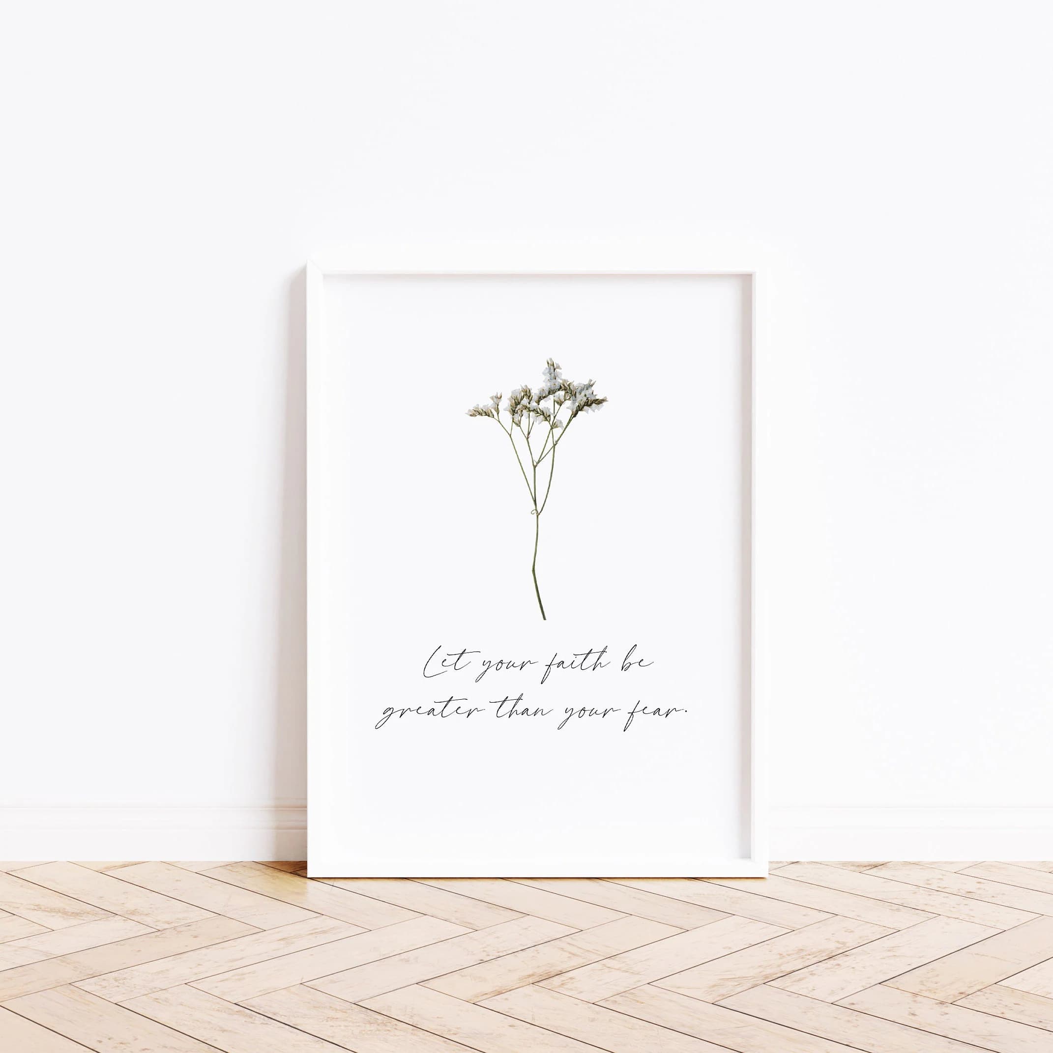 Islamic Digital Print – “Let Your Faith Be Greater Than Your Fear” | Uplifting Muslim Quote | Heartfelt Wall Art | Instant Download