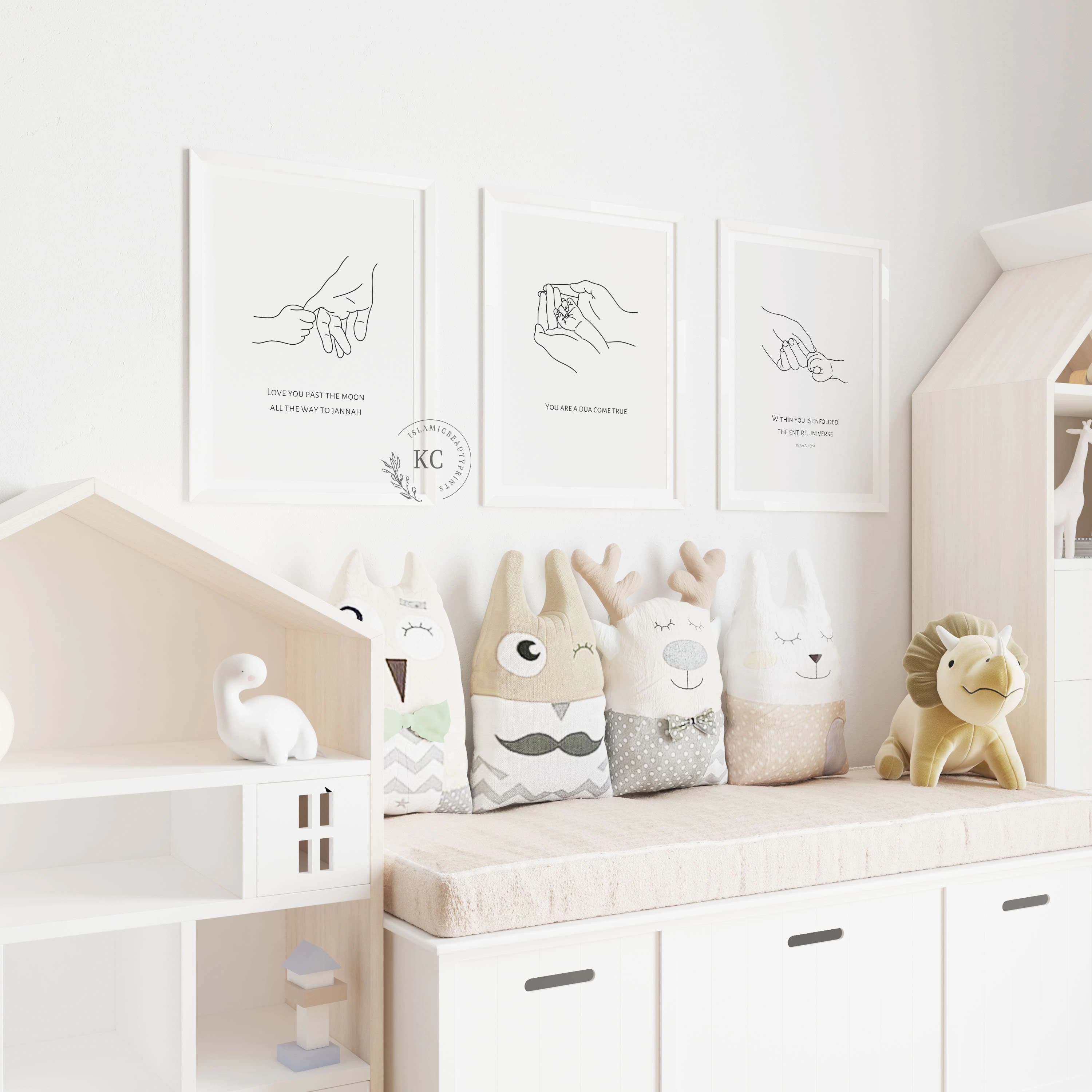 Islamic Nursery Digital Print Set of 3 – Mother & Baby Line Art | Faith-Inspired Quotes | Muslim Baby Room Decor | Printable Wall Art - image 4