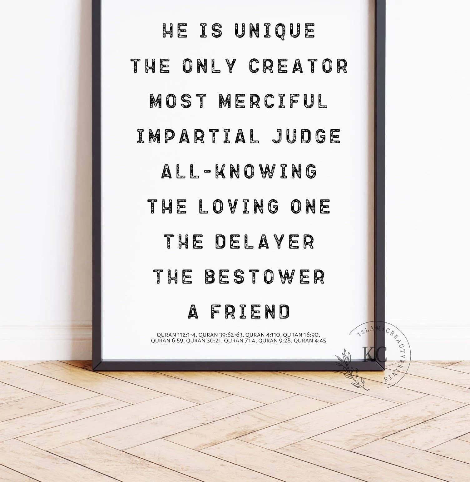 Islamic Digital Print – Typography of the Attributes of Allah ﷻ | Quran-Inspired Names & Phrases | Minimalist Wall Art | Muslim Home Decor - image 3