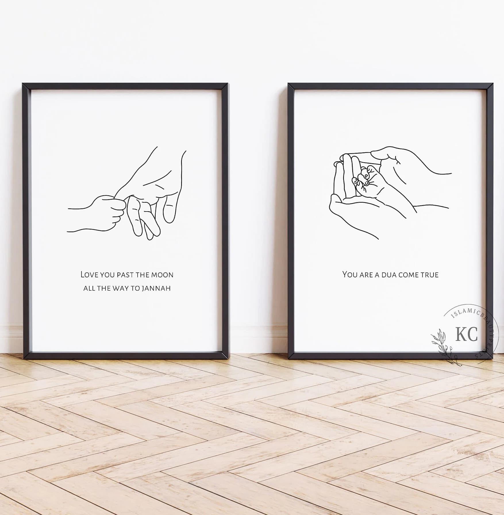 Islamic Nursery Digital Print Set of 3 – Mother & Baby Line Art | Faith-Inspired Quotes | Muslim Baby Room Decor | Printable Wall Art - image 3