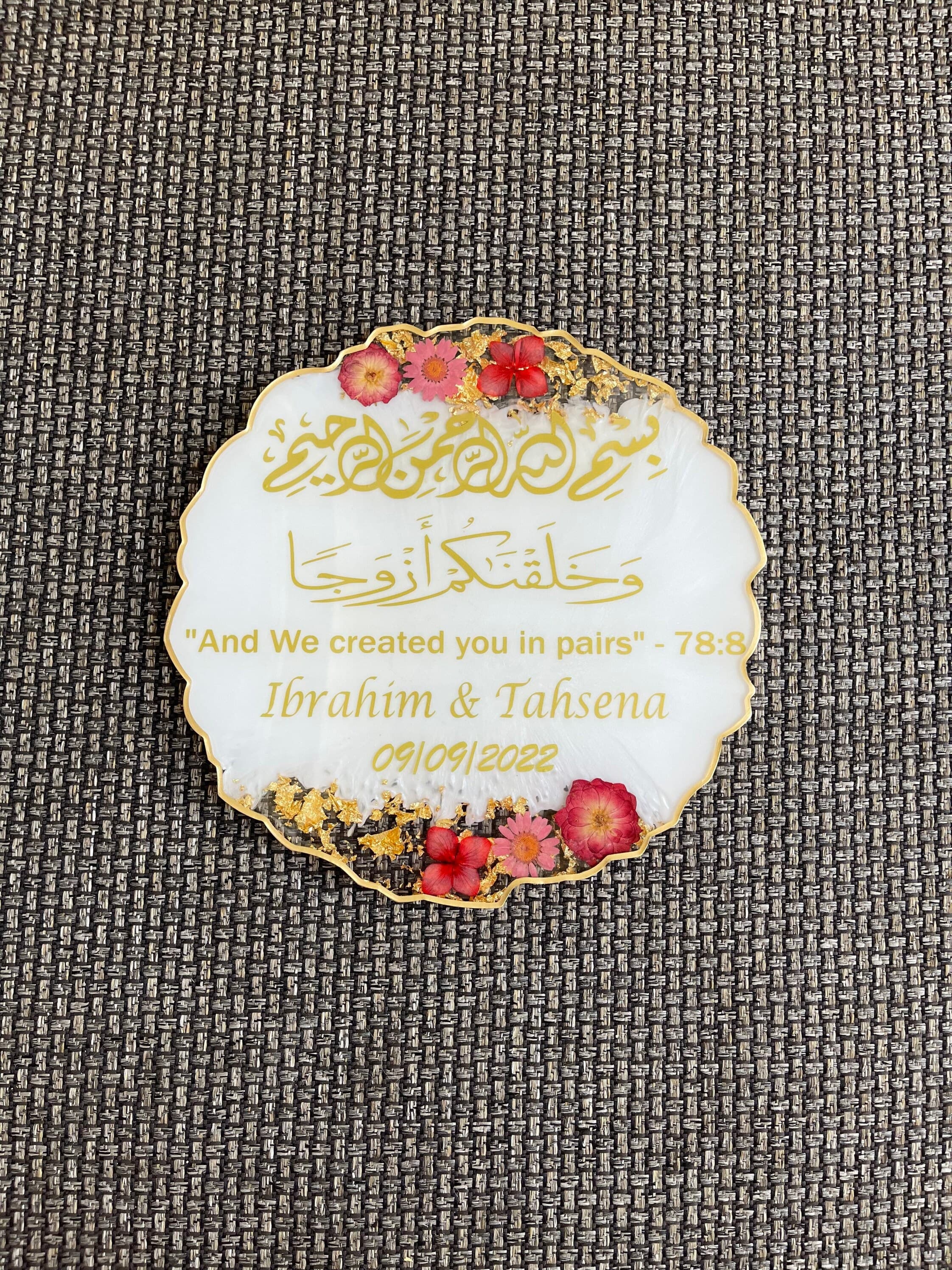 Islamic Wedding Resin Plaque • Personalized Nikkah Gift • Custom Muslim Couple Decor • Arabic Calligraphy Art - image 4