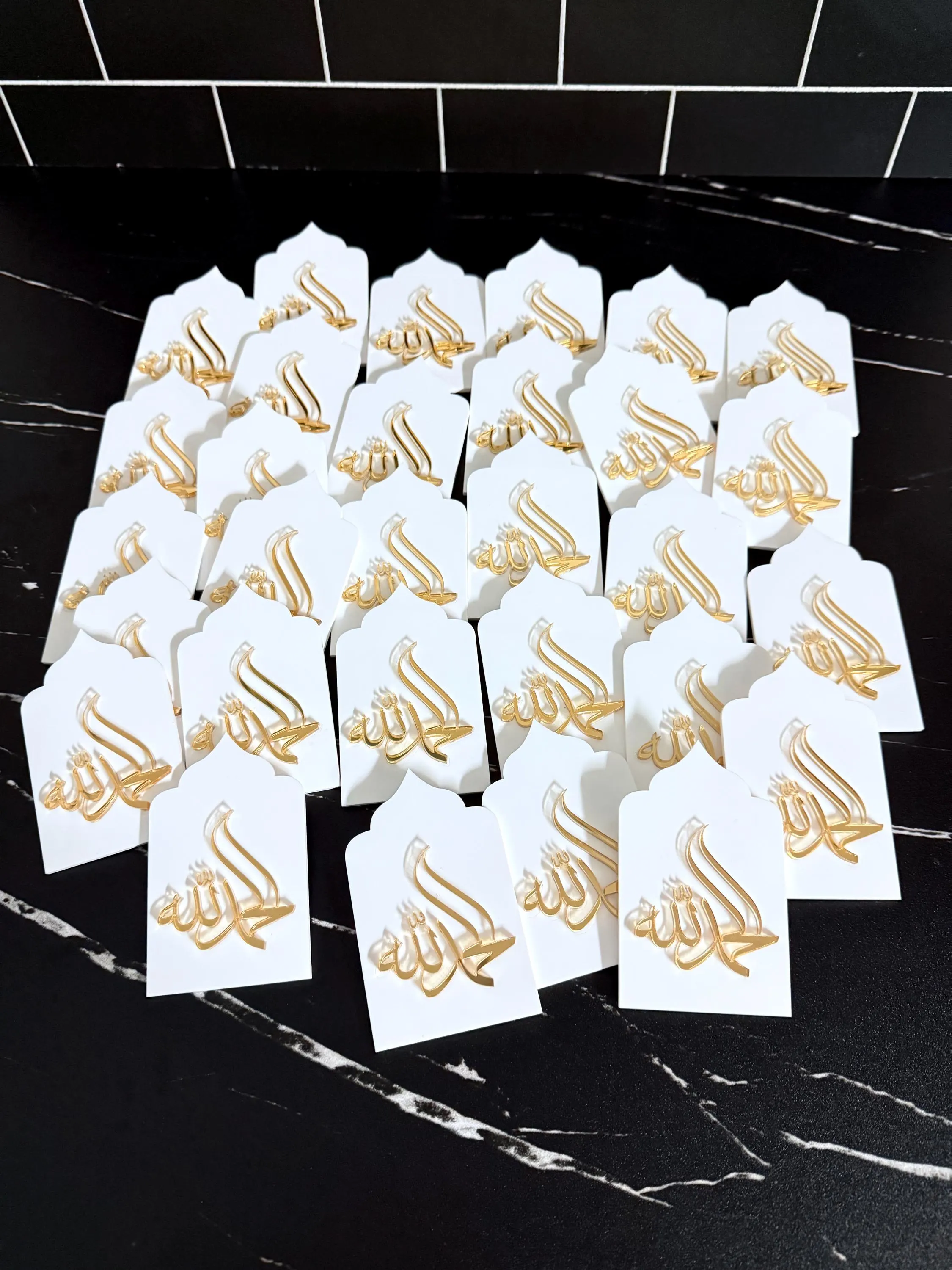 3D Alhamdullah Acrylic Magnet | Islamic Fridge Decor | White & Gold Muslim Gift | Eid Favor | Ramadan gift | Nikkah Favor| baby shower favor