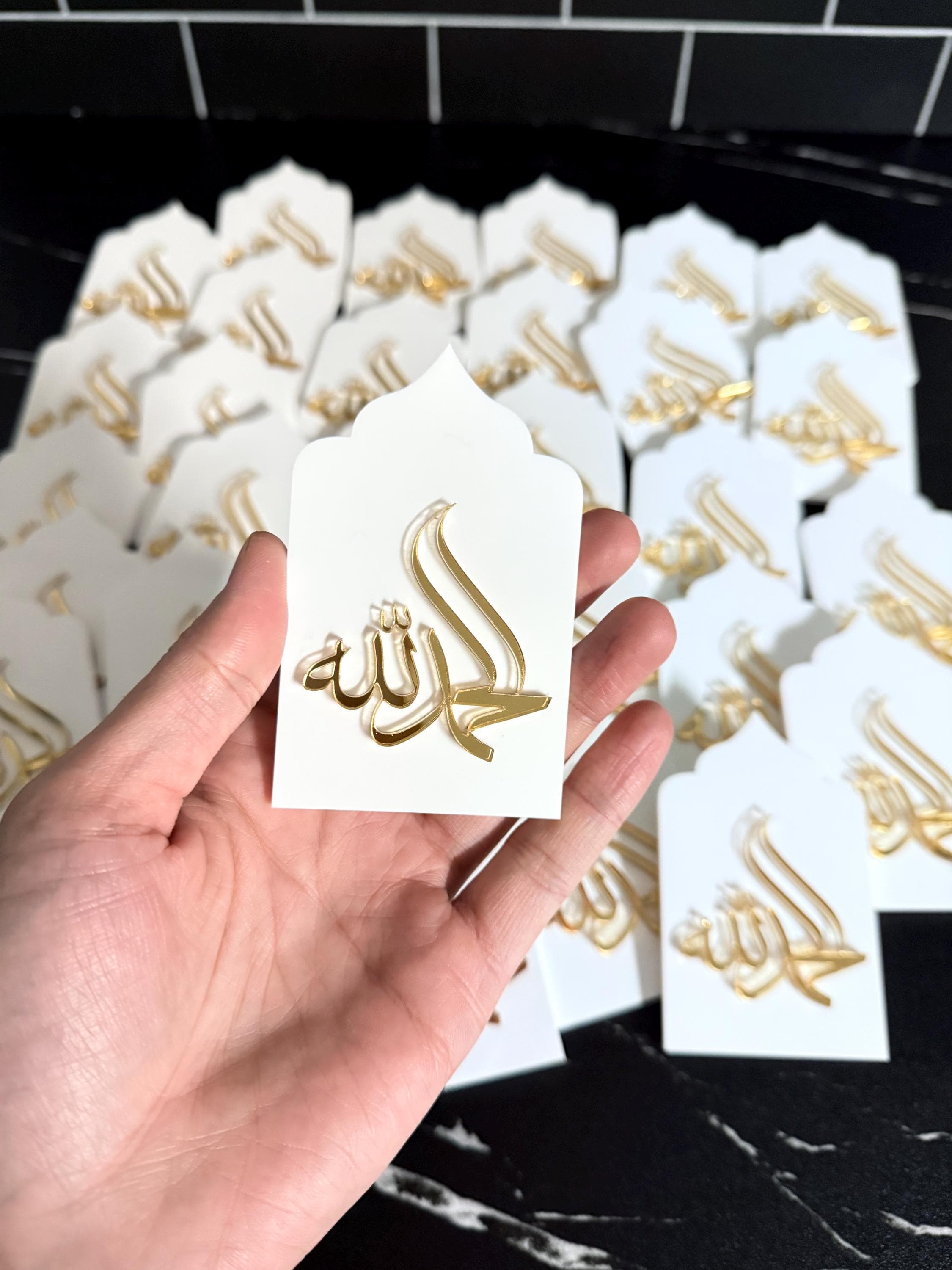 3D Alhamdullah Acrylic Magnet | Islamic Fridge Decor | White & Gold Muslim Gift | Eid Favor | Ramadan gift | Nikkah Favor| baby shower favor - image 4