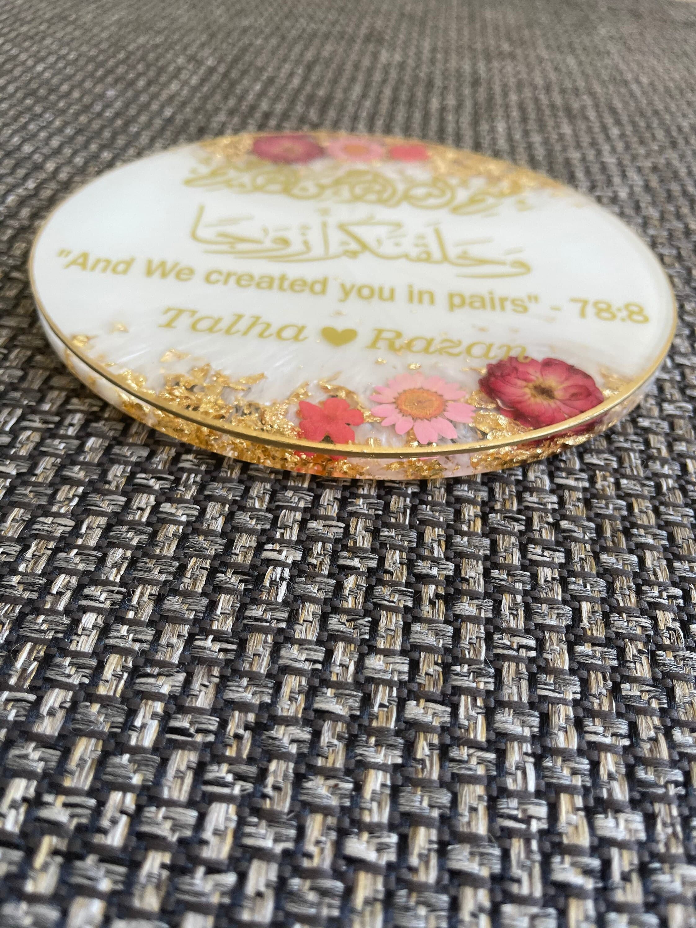 Islamic Wedding Gift Resin Plaque – Muslim Couple Decor – Arabic Calligraphy Anniversary Gift – Handmade Resin Art - image 5