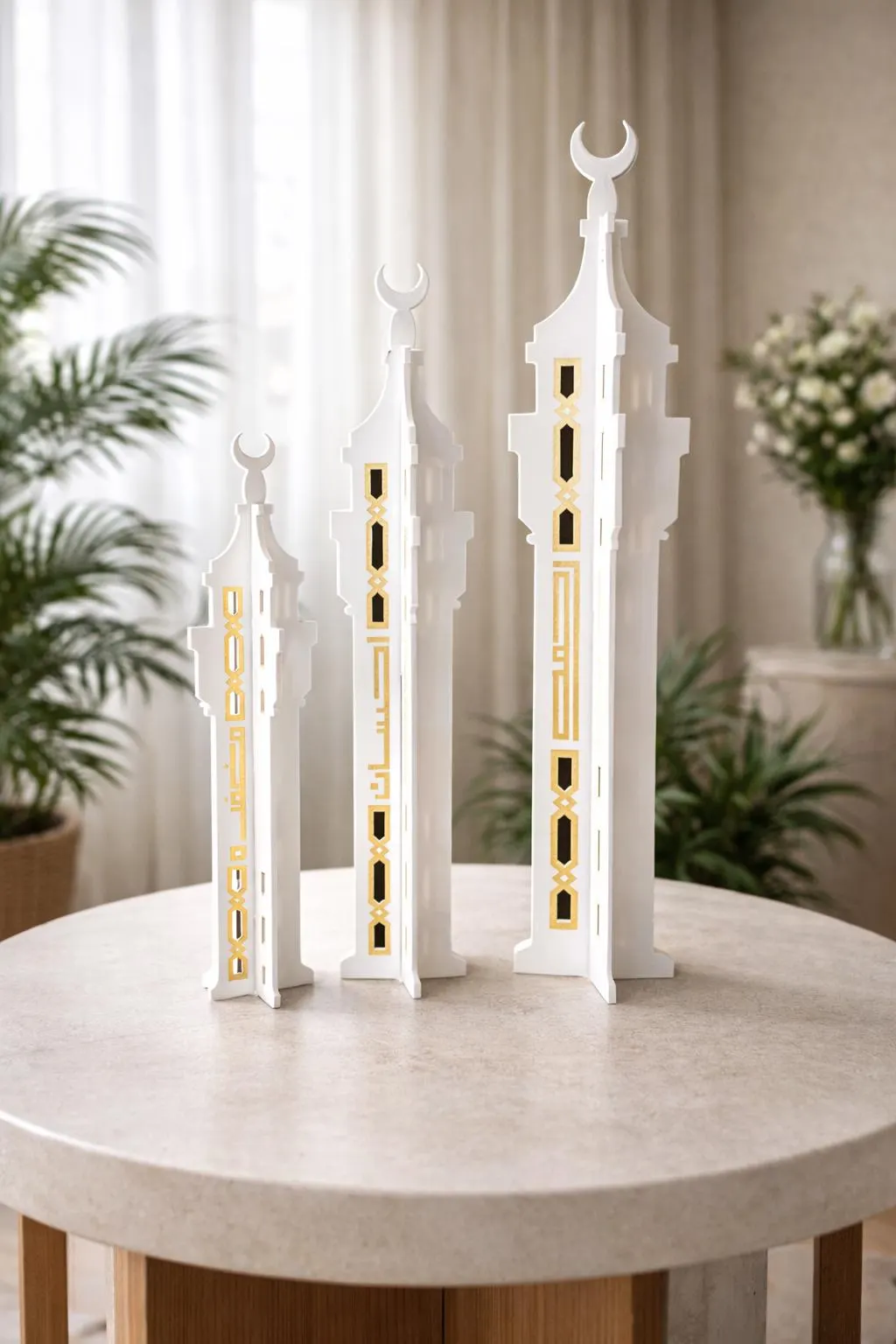 Islamic Decor 3D Minaret Set – Ramadan & Eid Table Centerpiece – Arabic Calligraphy Home Decor – Muslim Gift – Muslim Home Decor Set - image 2