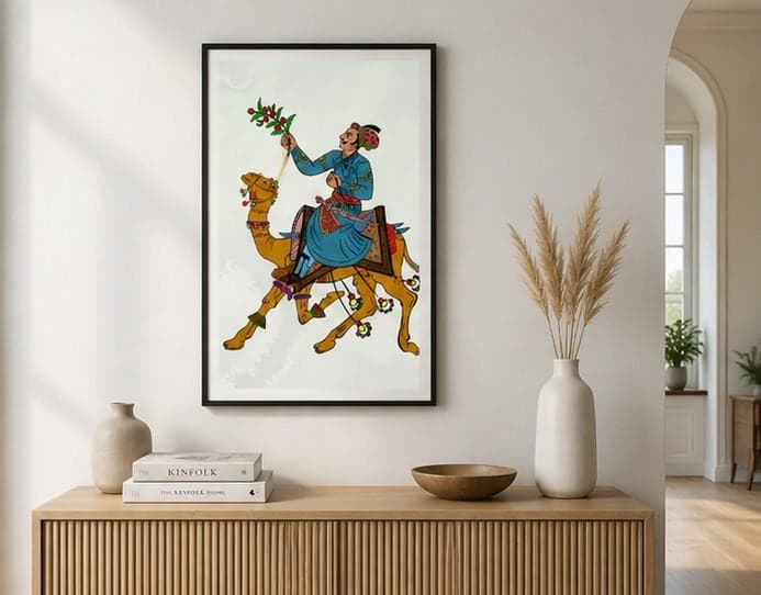 Rajasthani Camel Rider Wall Art Printable, Indian Folk Art Digital Download, Traditional Rajasthan Painting, Ethnic Wall Decor, - image 4