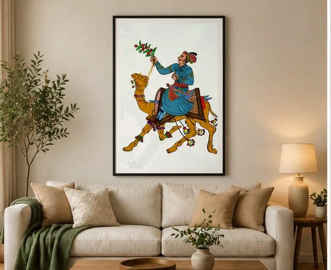 Rajasthani Camel Rider Wall Art Printable, Indian Folk Art Digital Download, Traditional Rajasthan Painting, Ethnic Wall Decor, - image 5