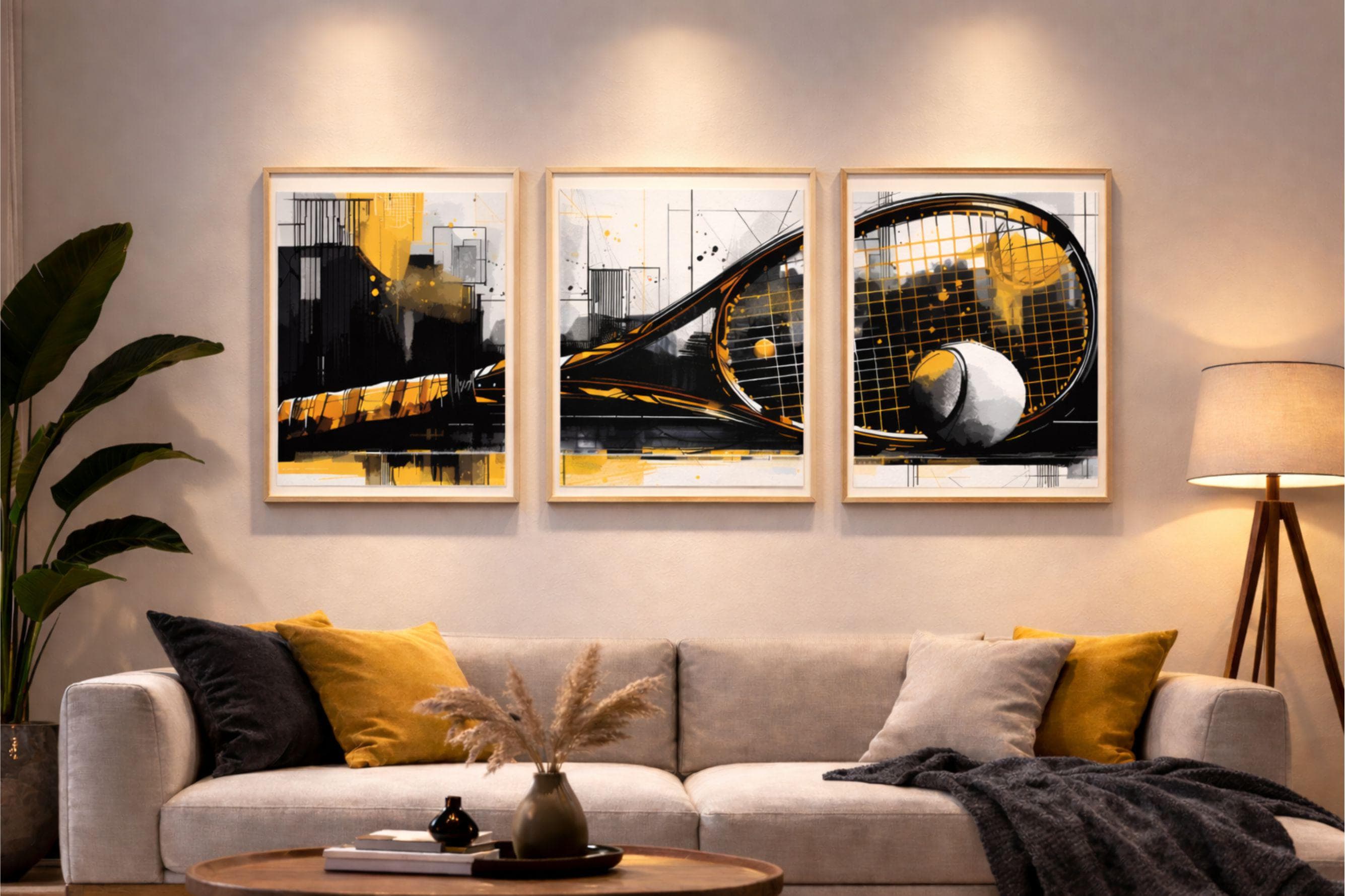 Tennis Wall Art Print, Tennis Poster, Sports Canvas Wall Decor, Modern Tennis Ball Artwork, Boys Room Decor, Gift for Tennis Player