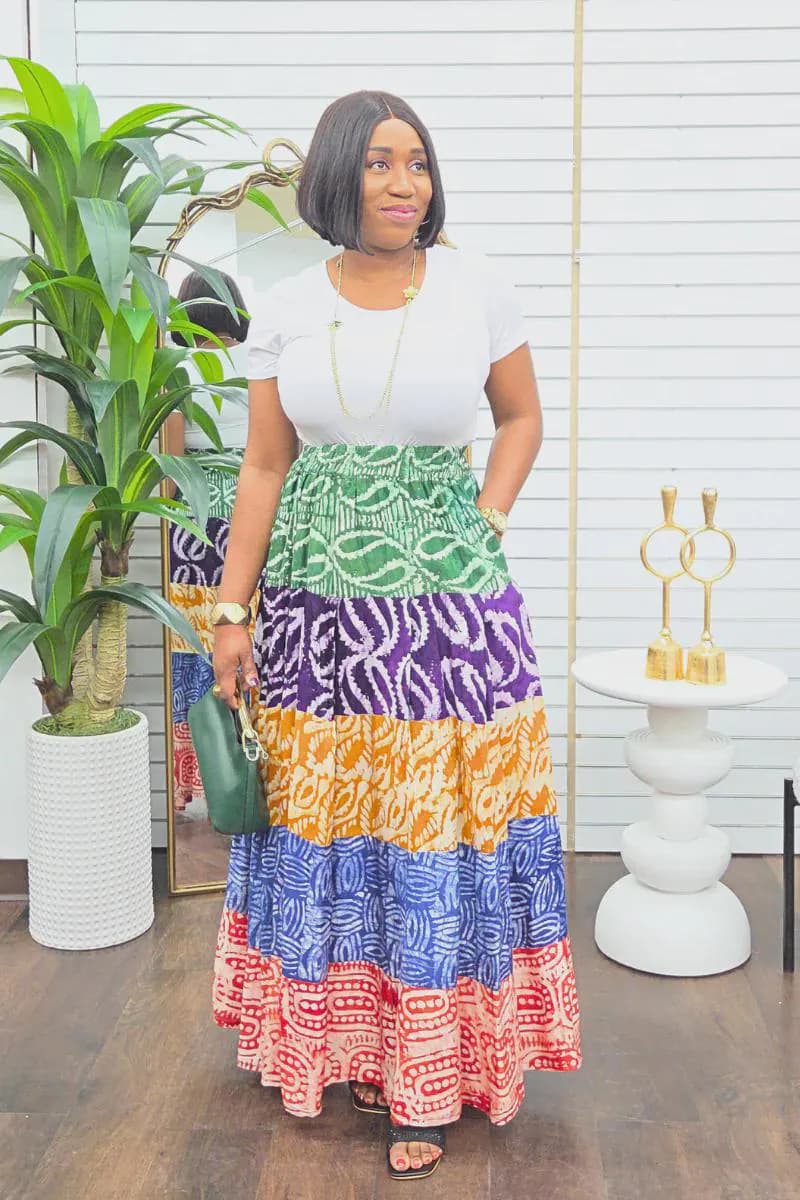 Neema Adire Patch Maxi Skirt
