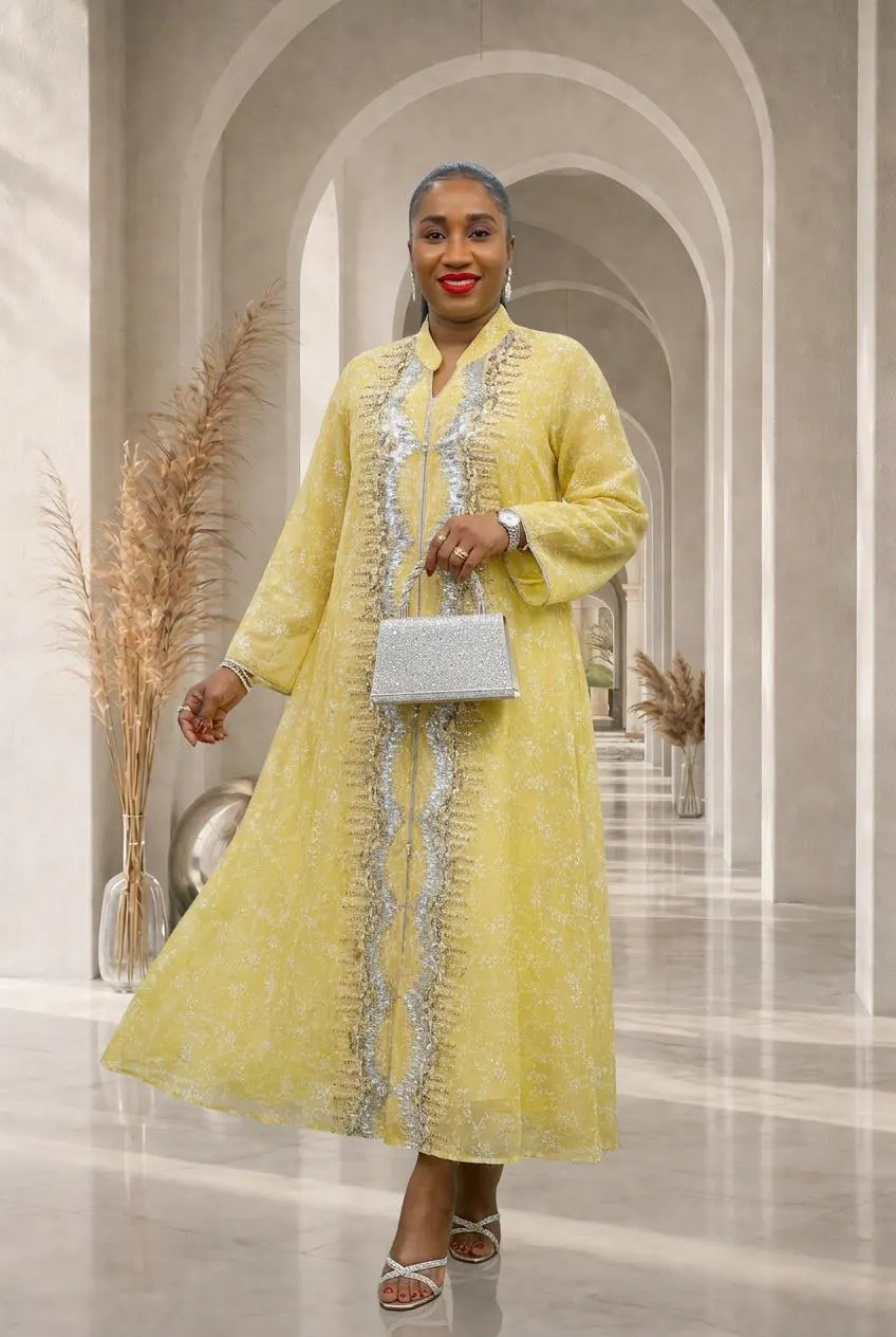 Shams Abaya Dress - Yellow - image 5