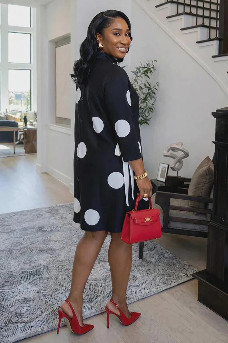 Betty Black Polka Dot Shift Dress - image 3