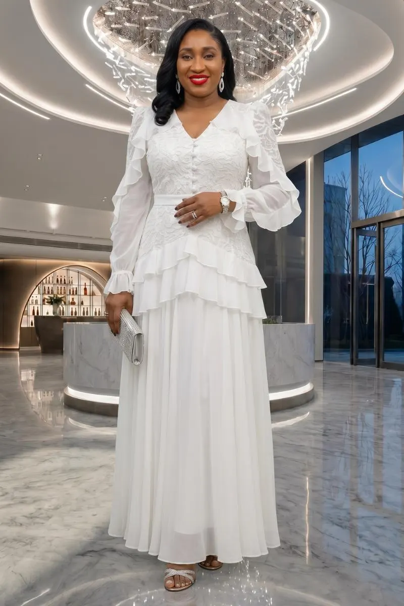 Lilian Delicate White Layered Dress - image 4